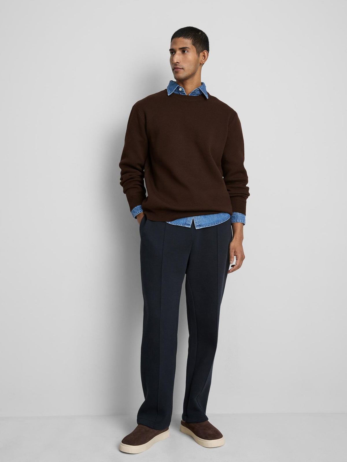Crew Neck Jumper - Brown