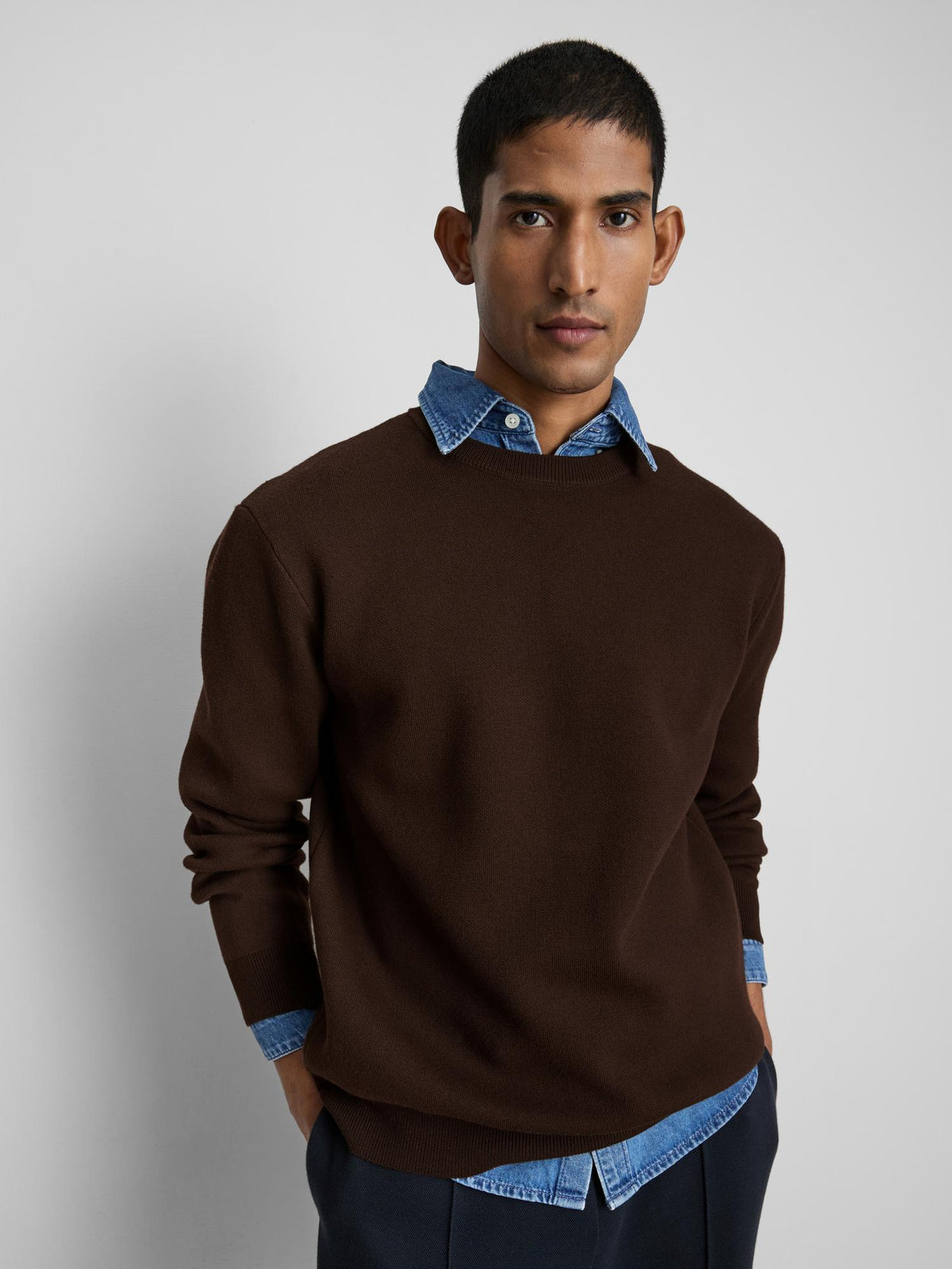 Crew Neck Jumper - Brown