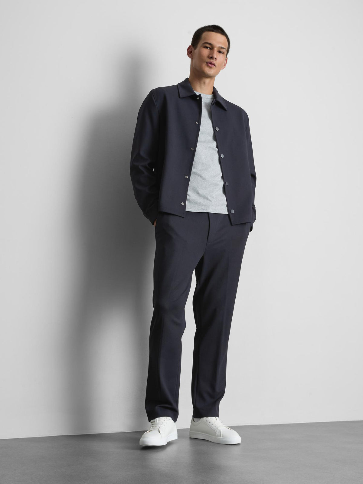 The Edit Regular Fit Collared Jacket - Navy