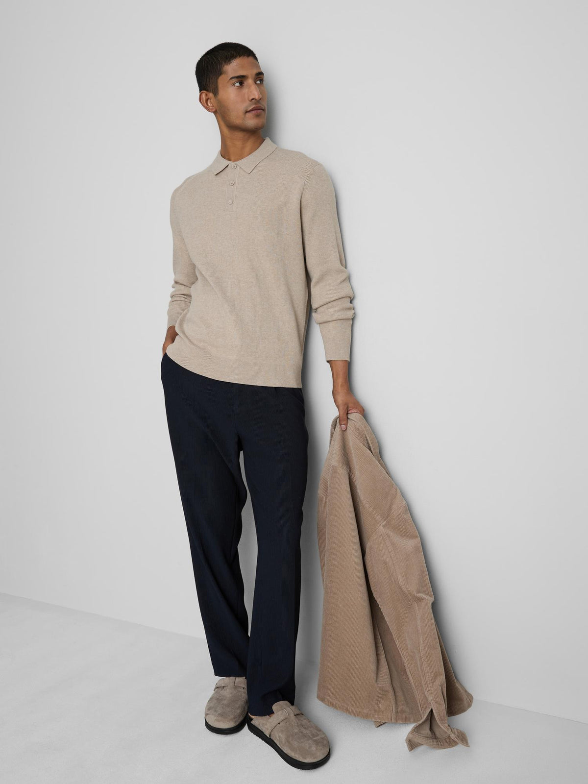 Knitted Polo Shirt - Natural