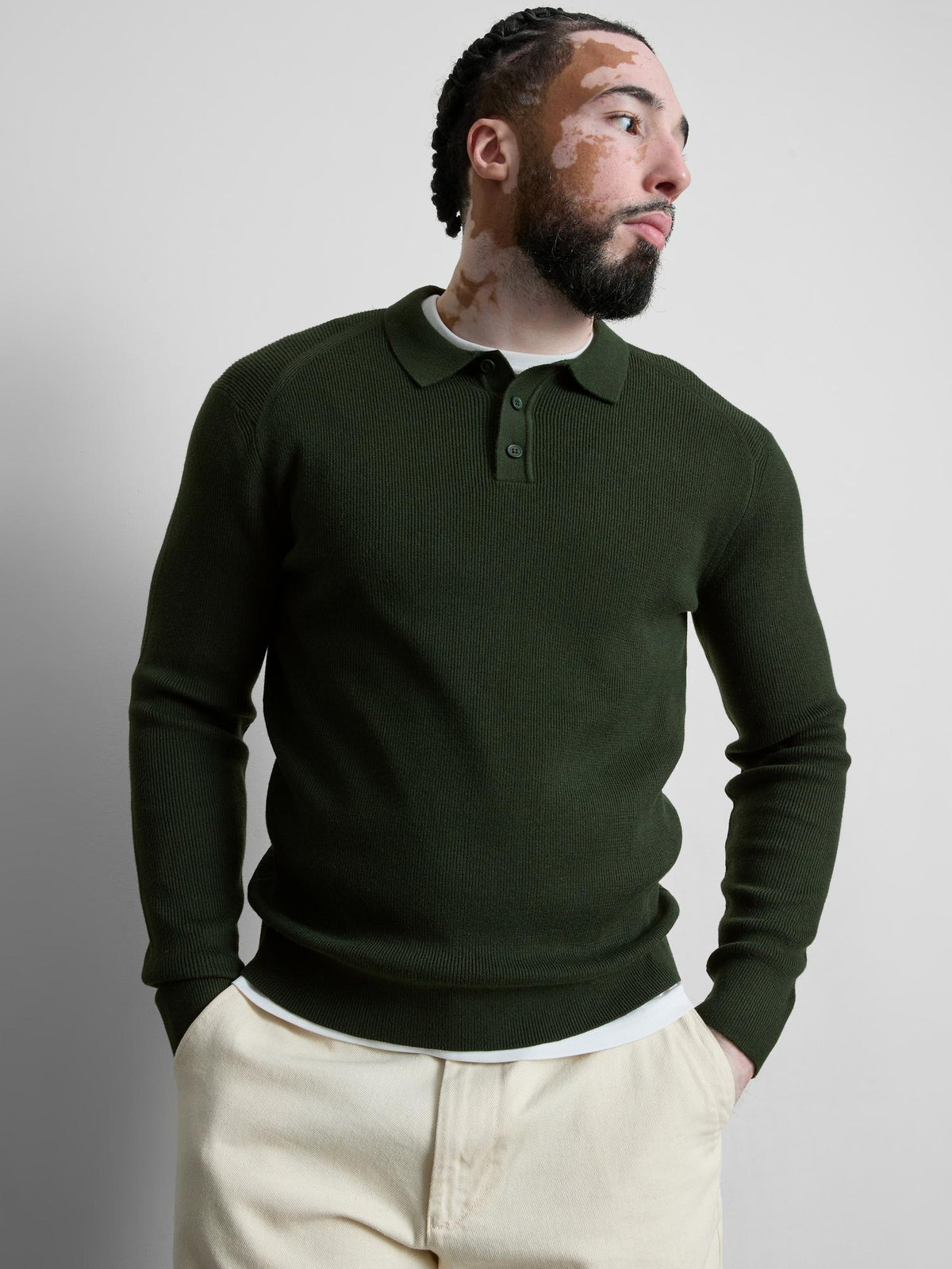 Knitted Polo Shirt - Green