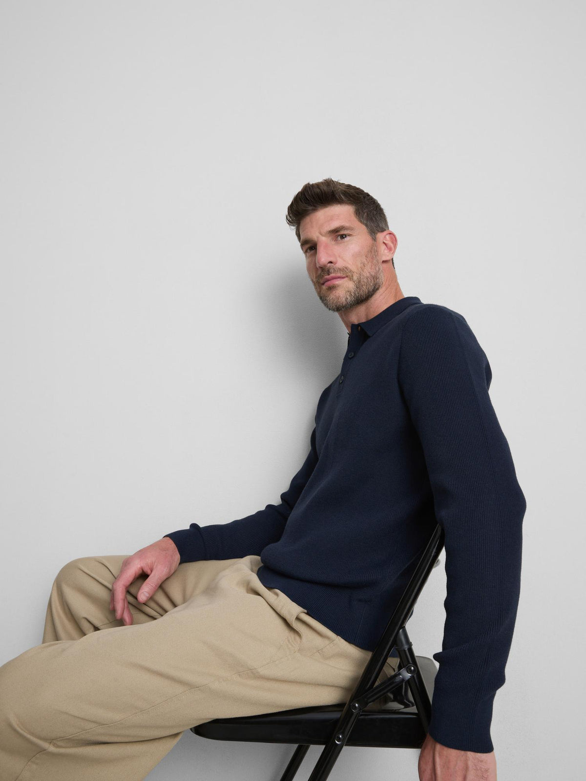 Knitted Polo Shirt - Dark Blue