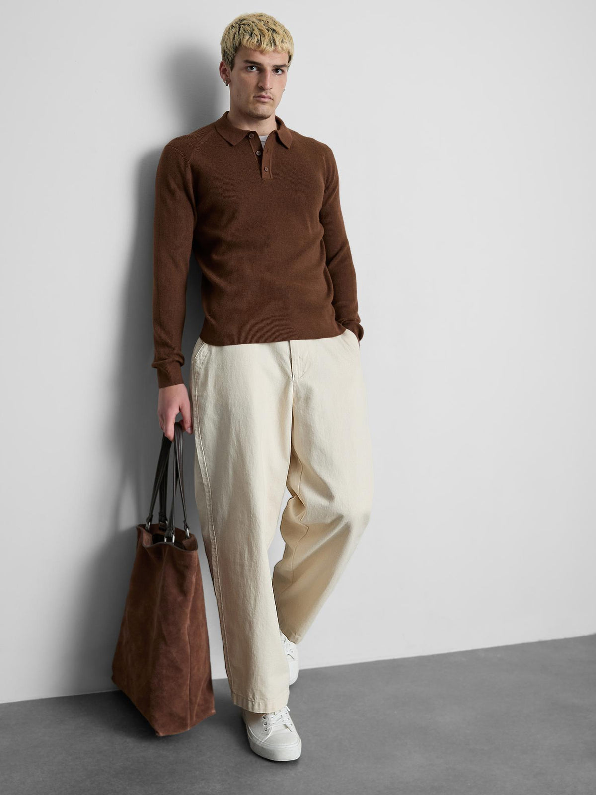 Knitted Polo Shirt - Tan