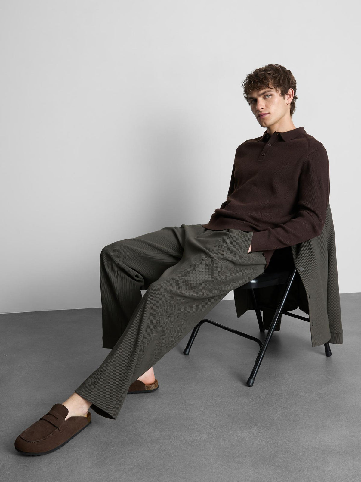 Knitted Polo Shirt - Brown