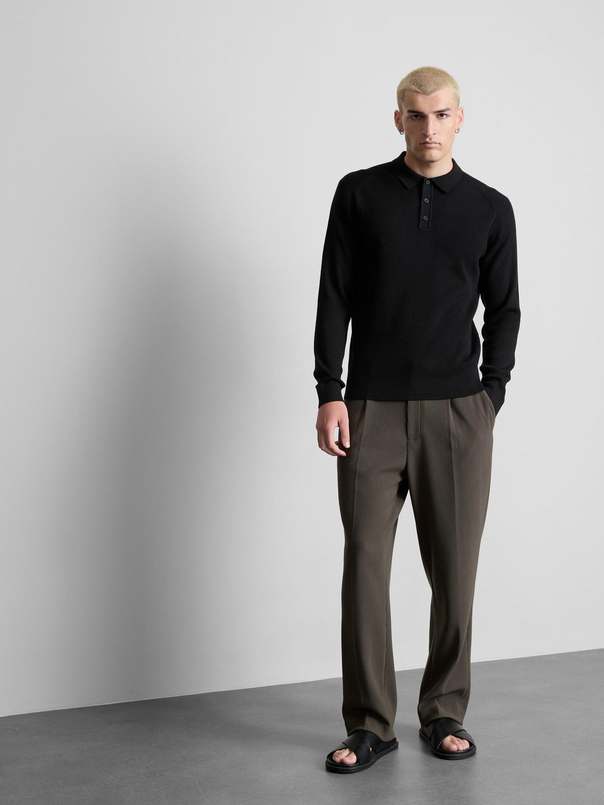 Knitted Polo Shirt - Black