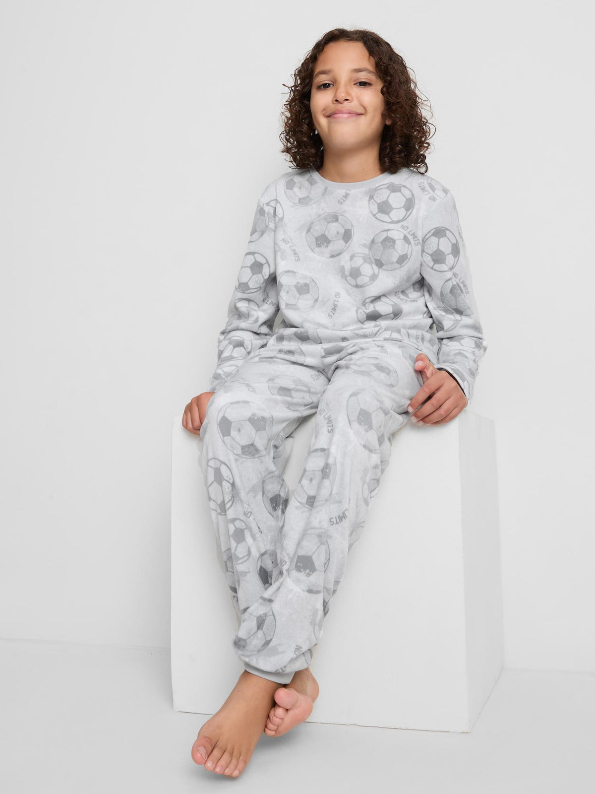 7-15yrs | Football Graphic Cosy Pyjamas - Grey Marl