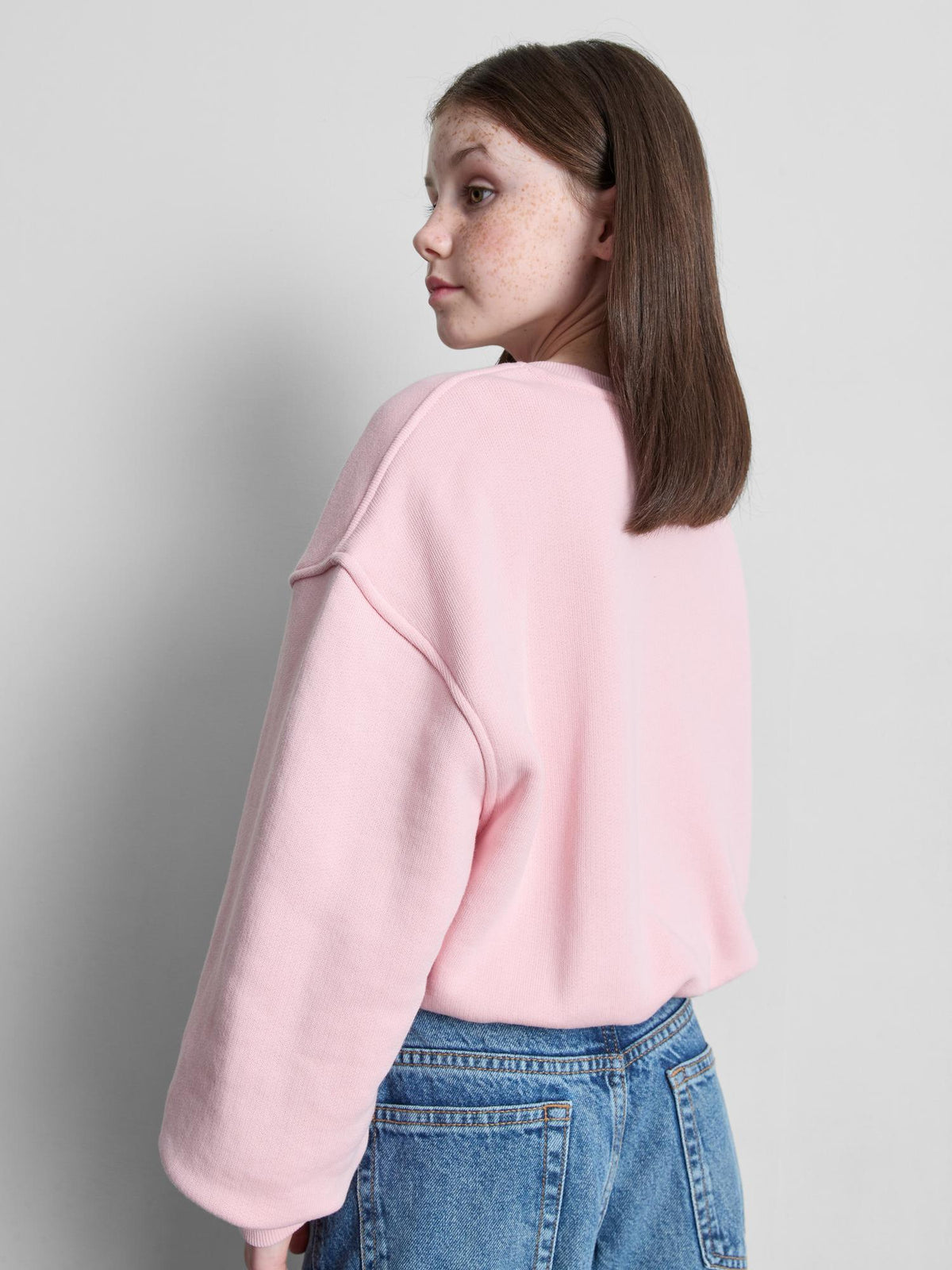 7-15yrs | Cotton Rich Bubble Hem Sweatshirt - Pink