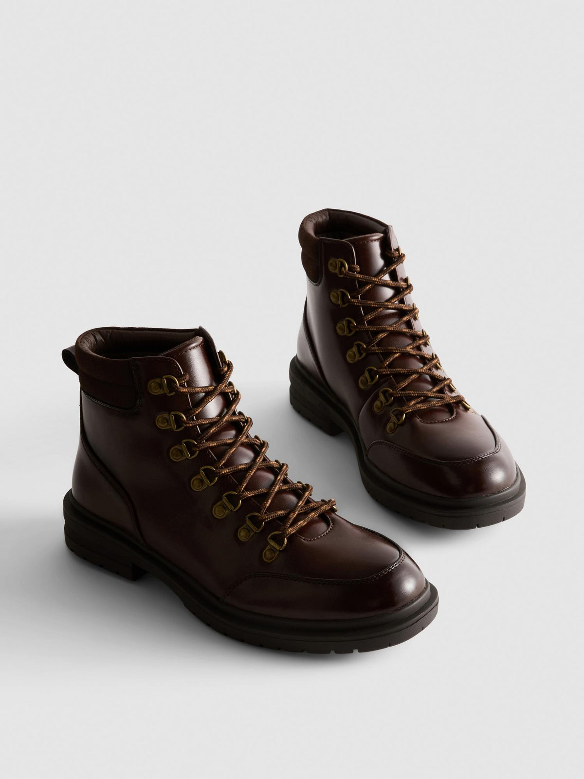 Lace-Up Hiking Boots - Brown