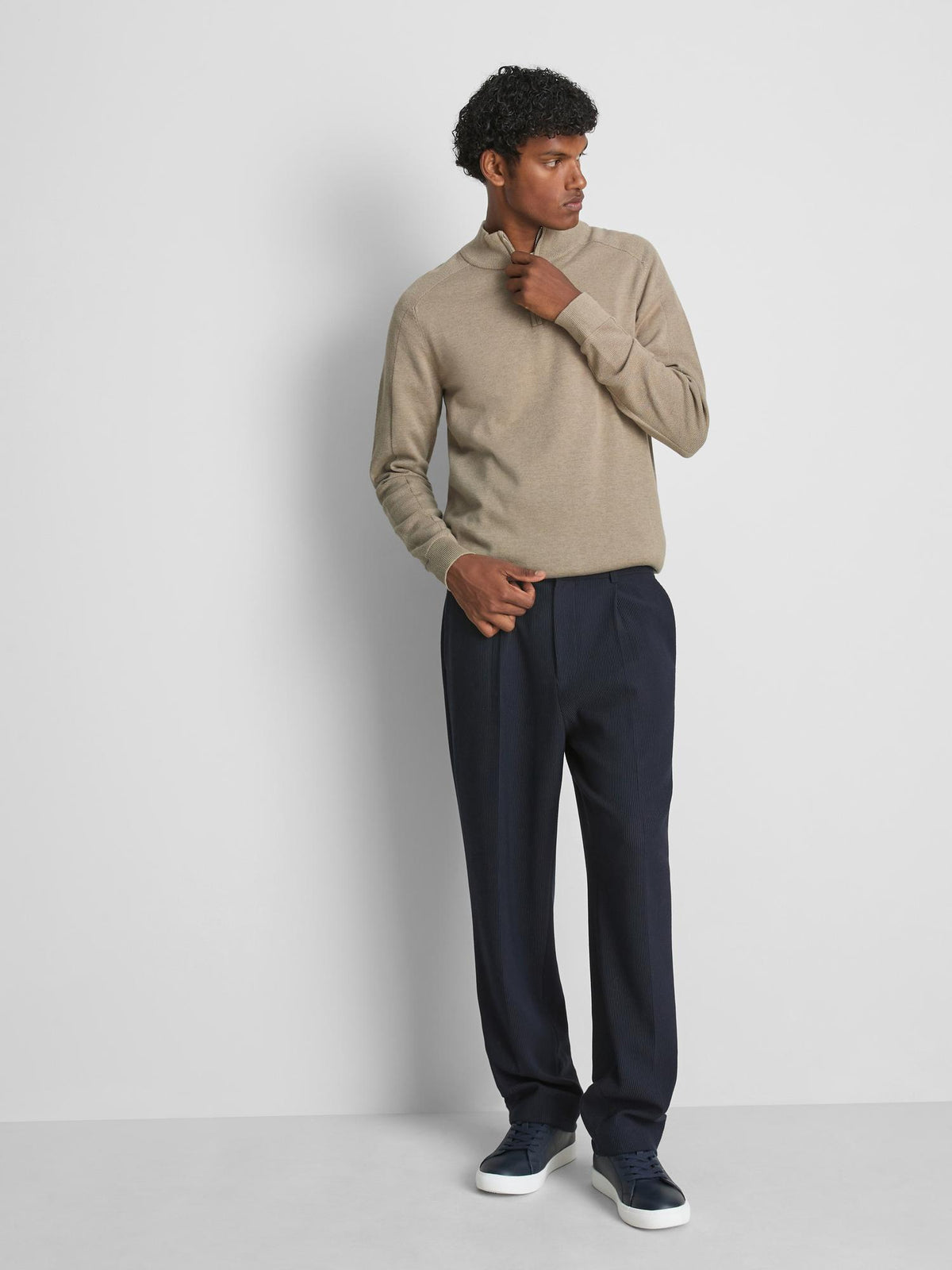 The Edit Quarter Zip Jumper - Ecru
