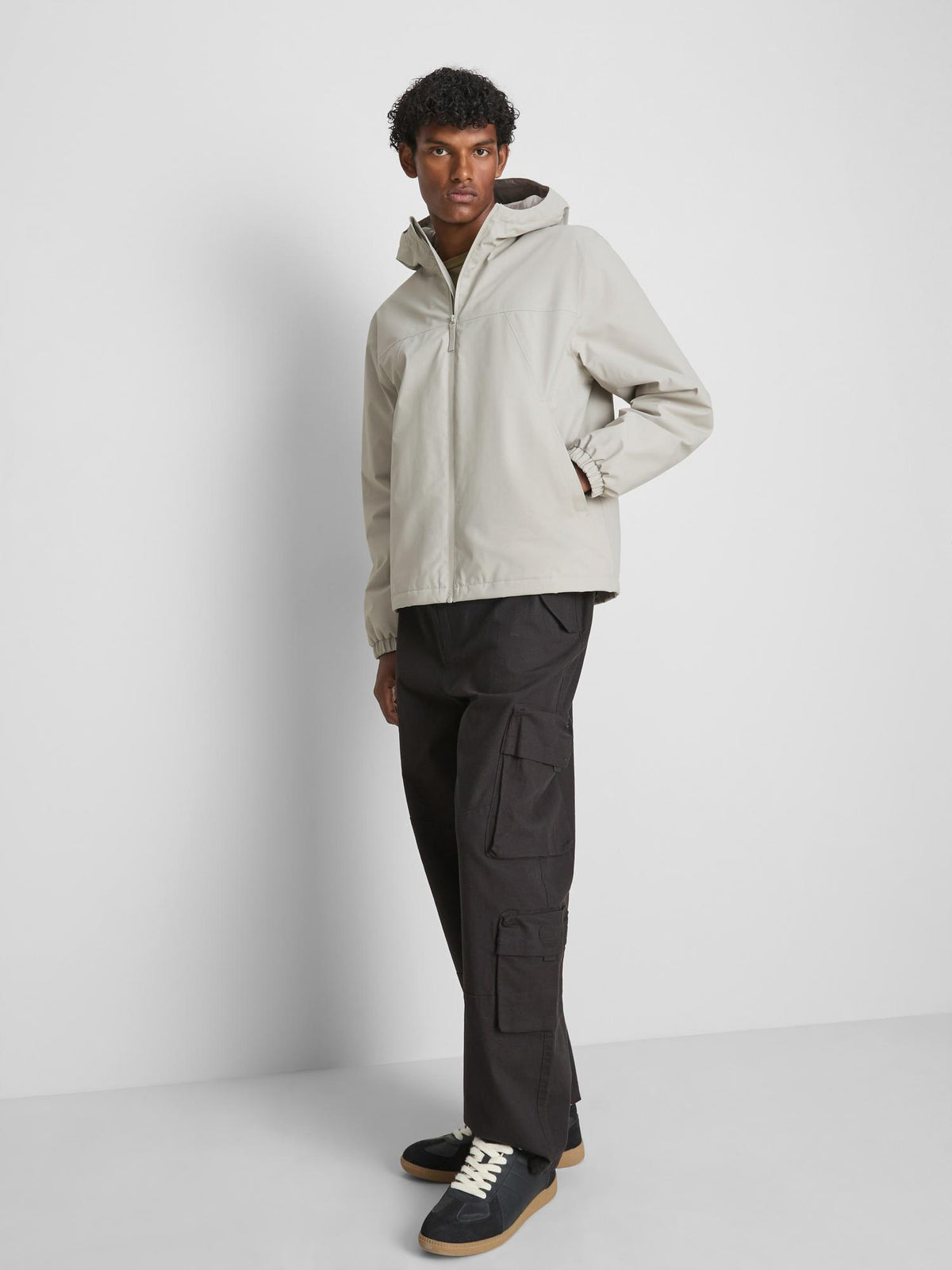 Hooded Zip-Up Jacket - Stone