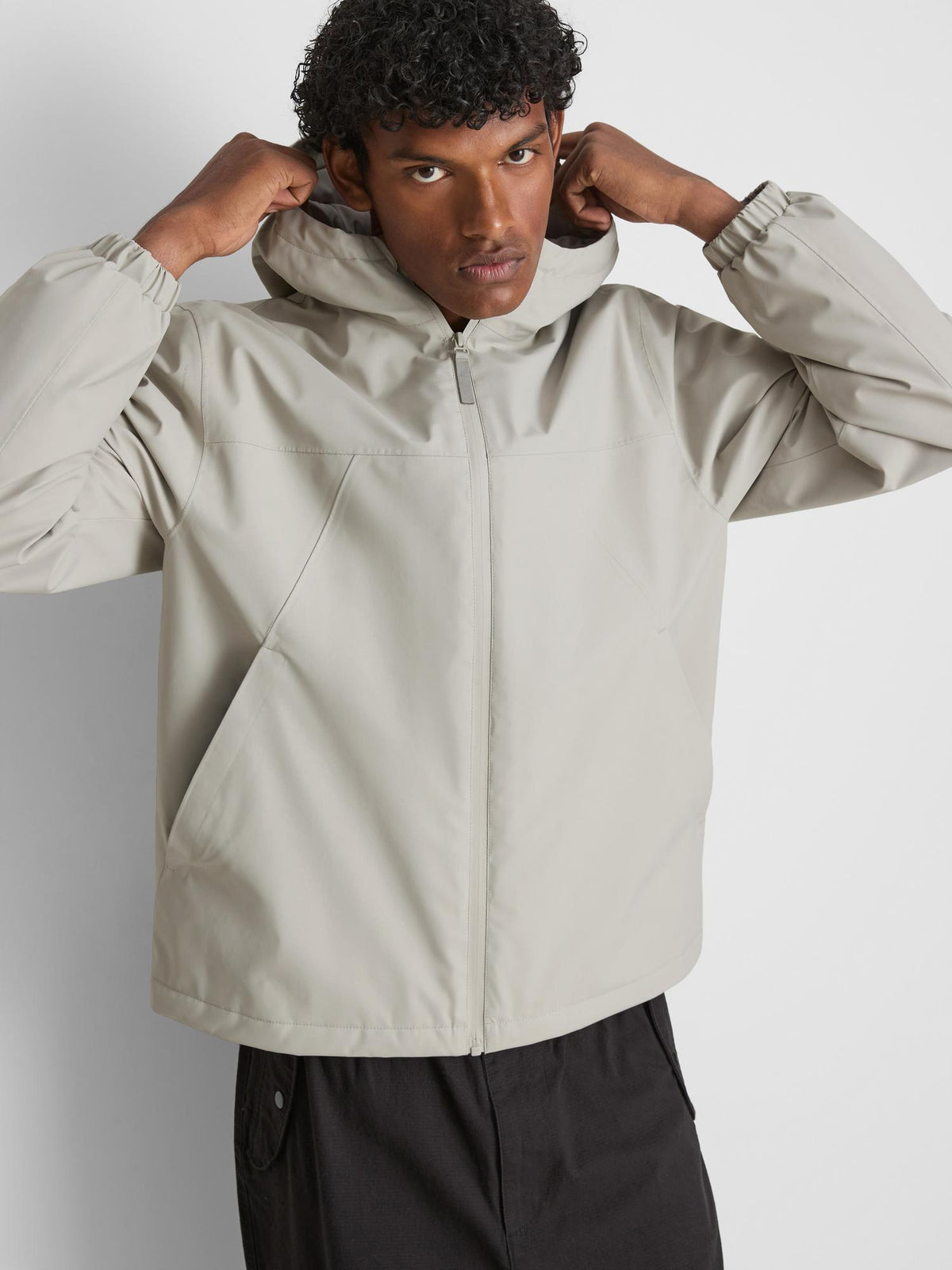 Hooded Zip-Up Jacket - Stone