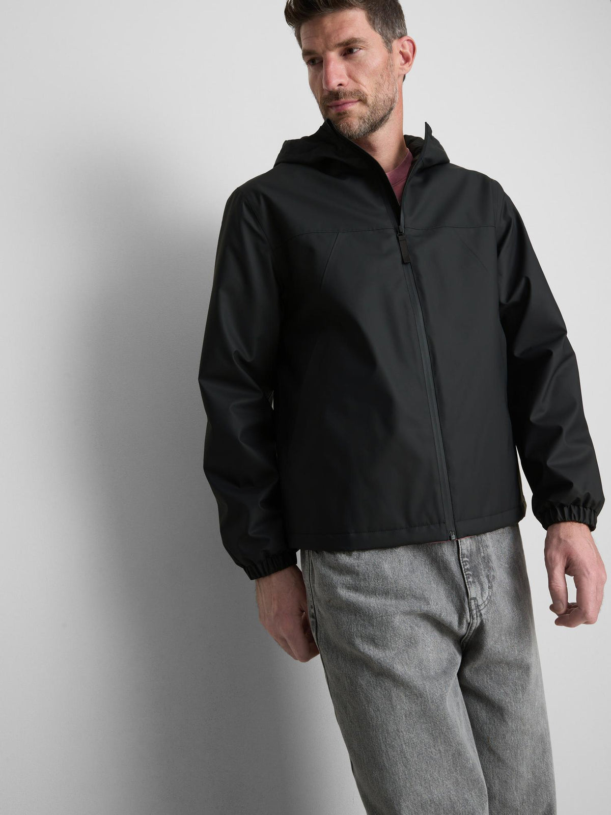 Hooded Zip-Up Jacket - Black