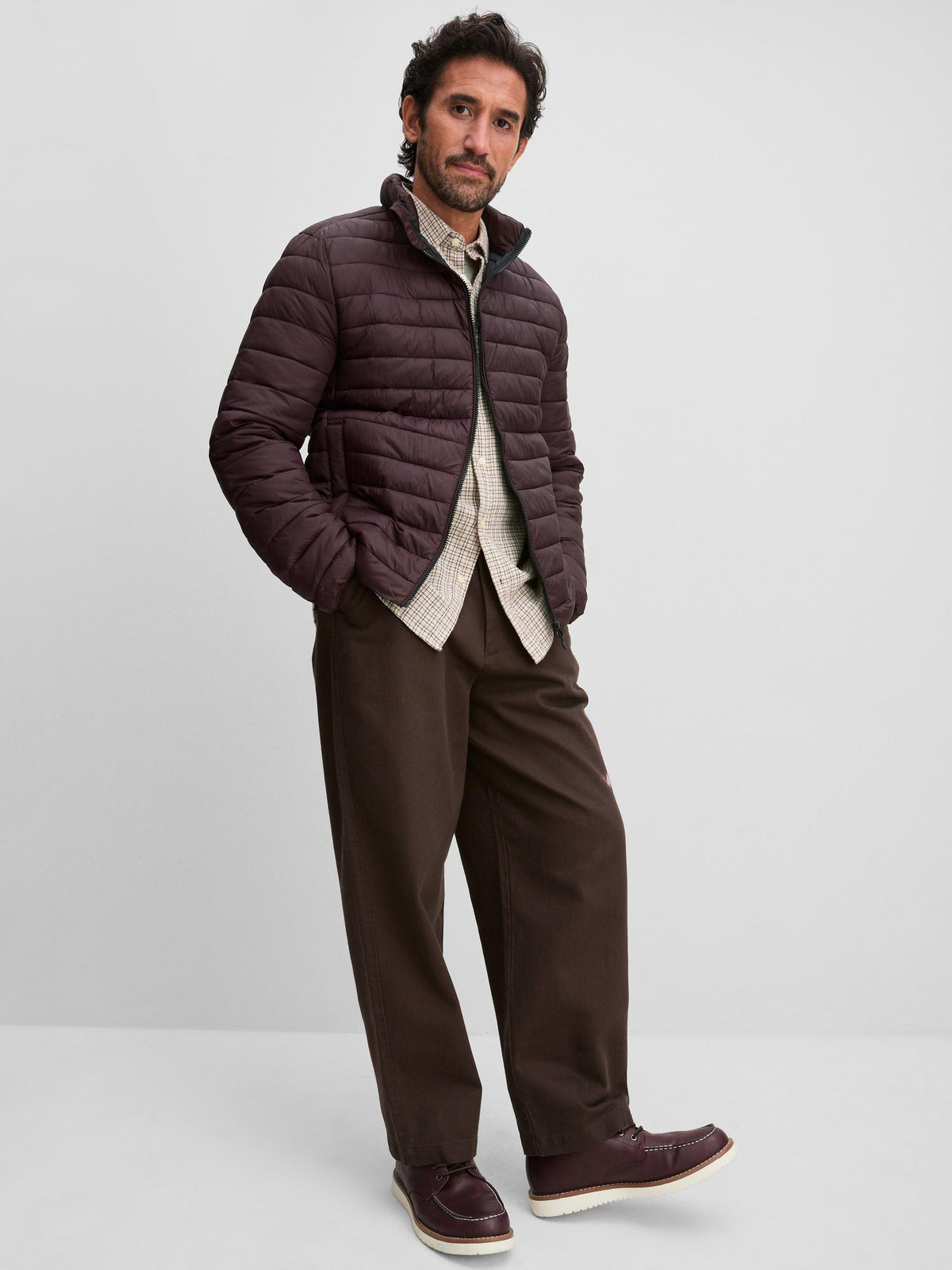 Funnel Neck Puffer Jacket - Burgundy