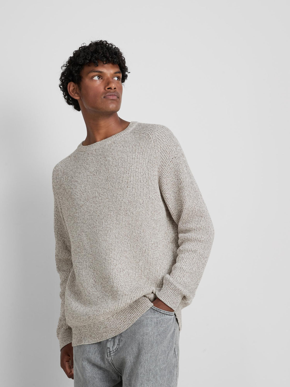 Cotton Rich Crew Neck Jumper - Natural