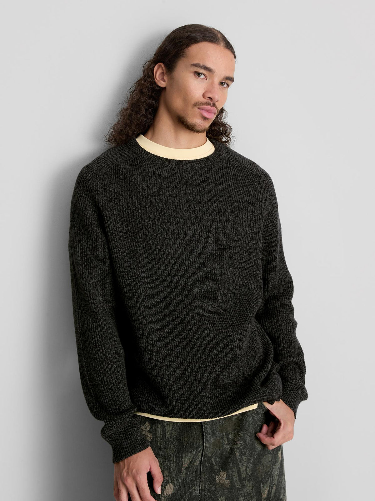 Cotton Rich Crew Neck Jumper - Charcoal