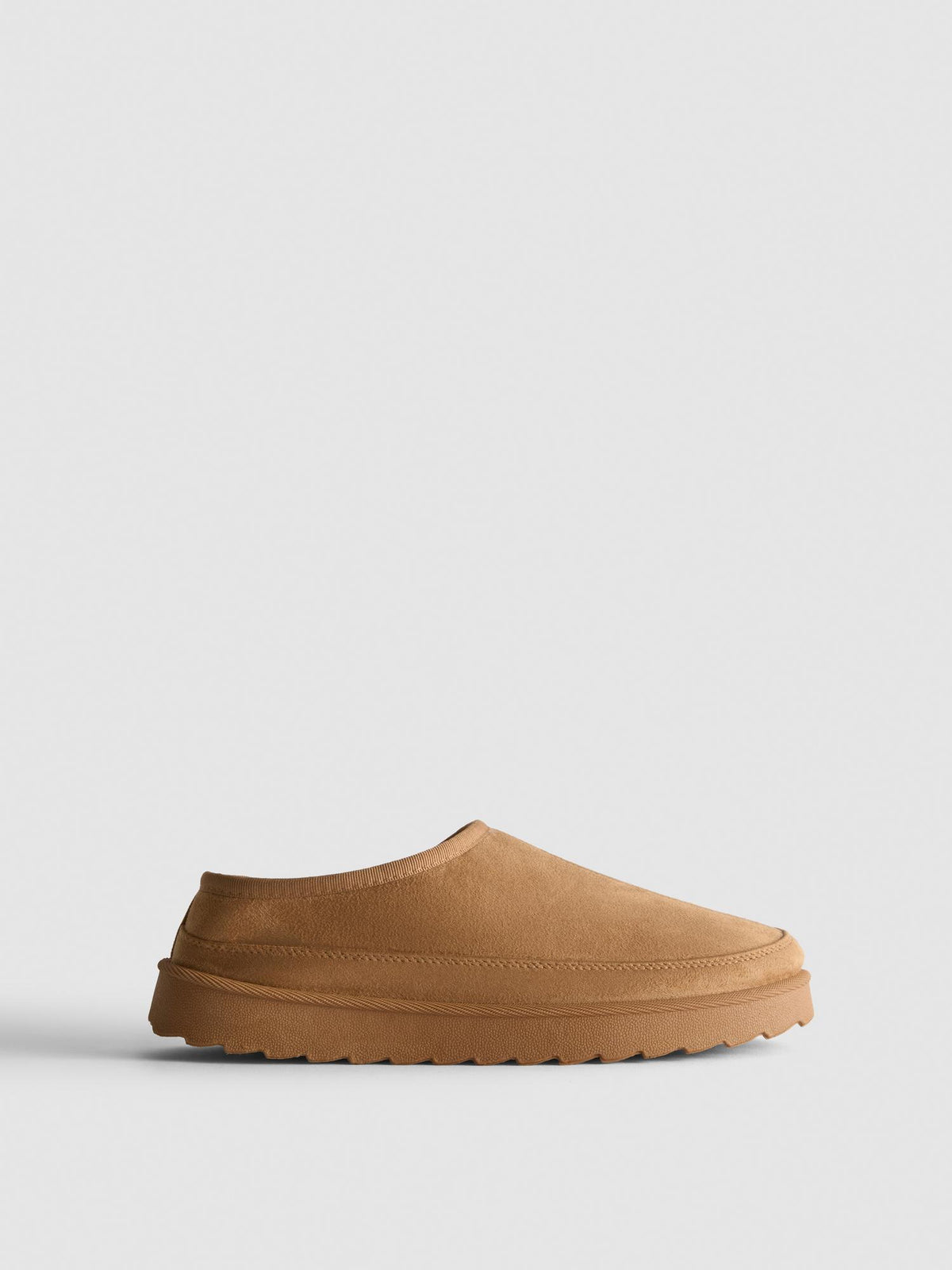 Faux Suede Fleece Lined Slippers - Tan