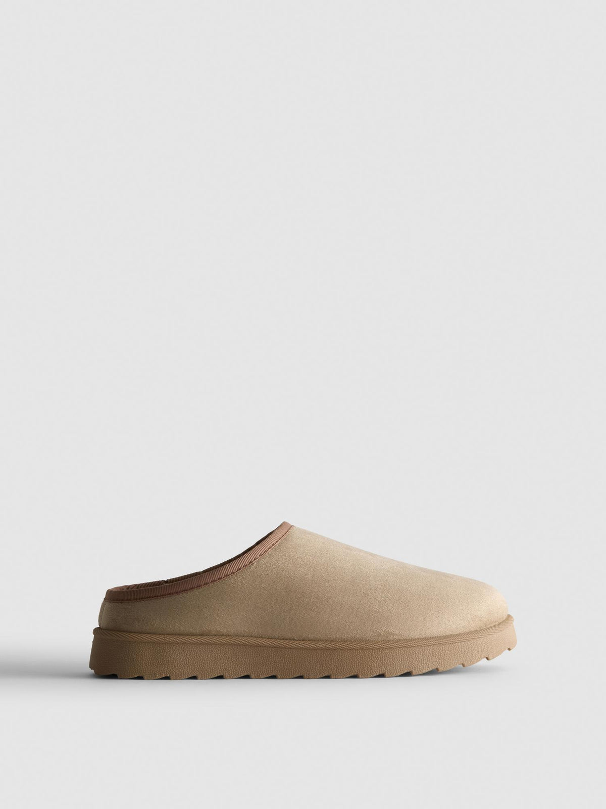 Faux Suede Mule Slippers - Taupe