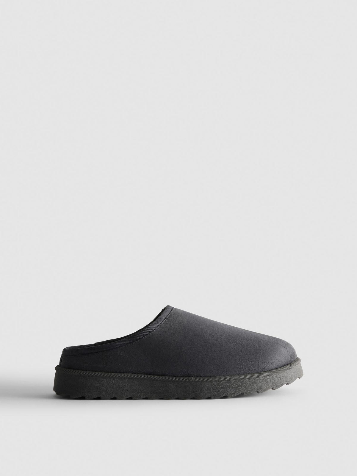 Faux Suede Mule Slippers - Charcoal