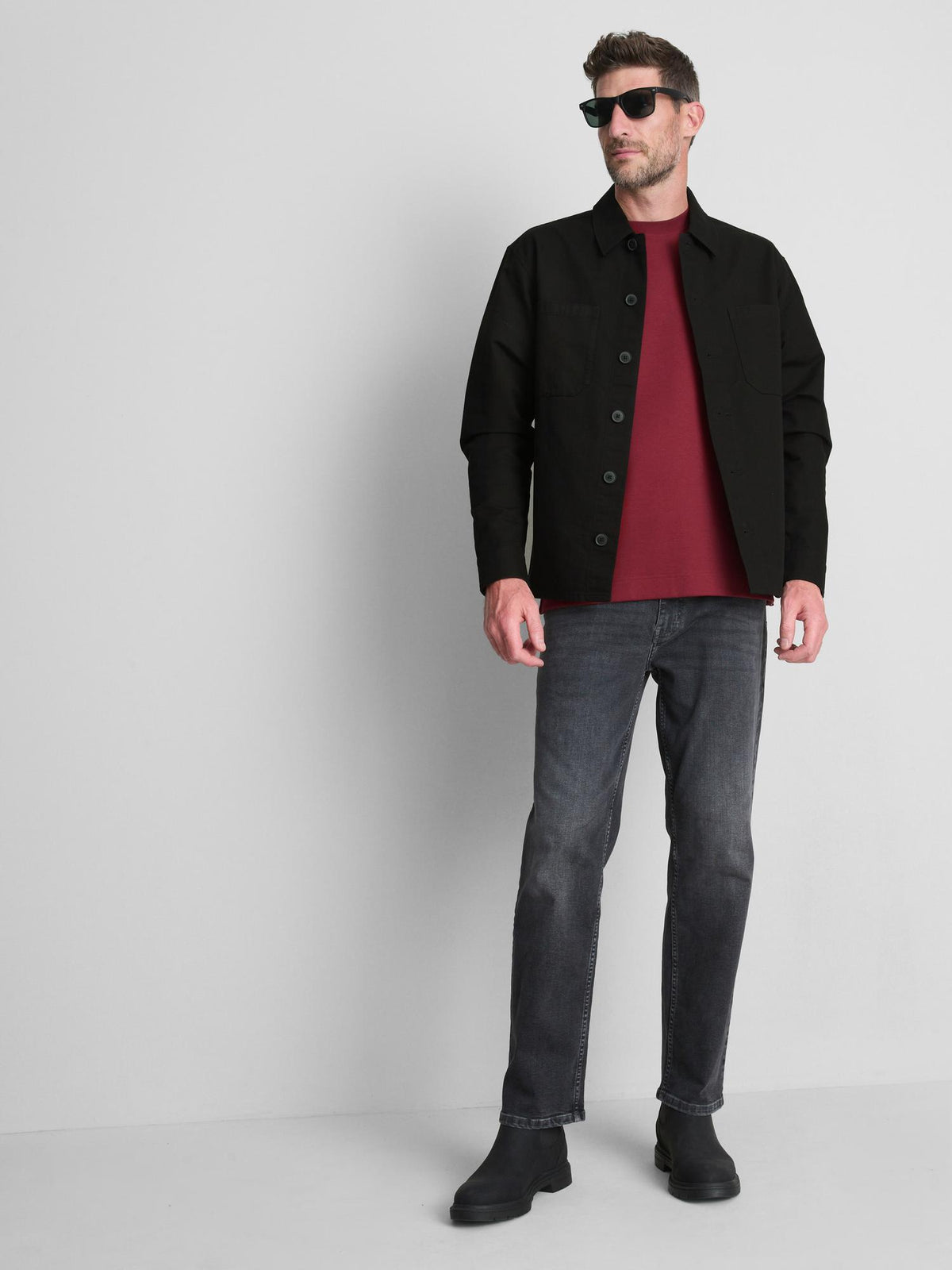 Pure Cotton Utility Overshirt - Black