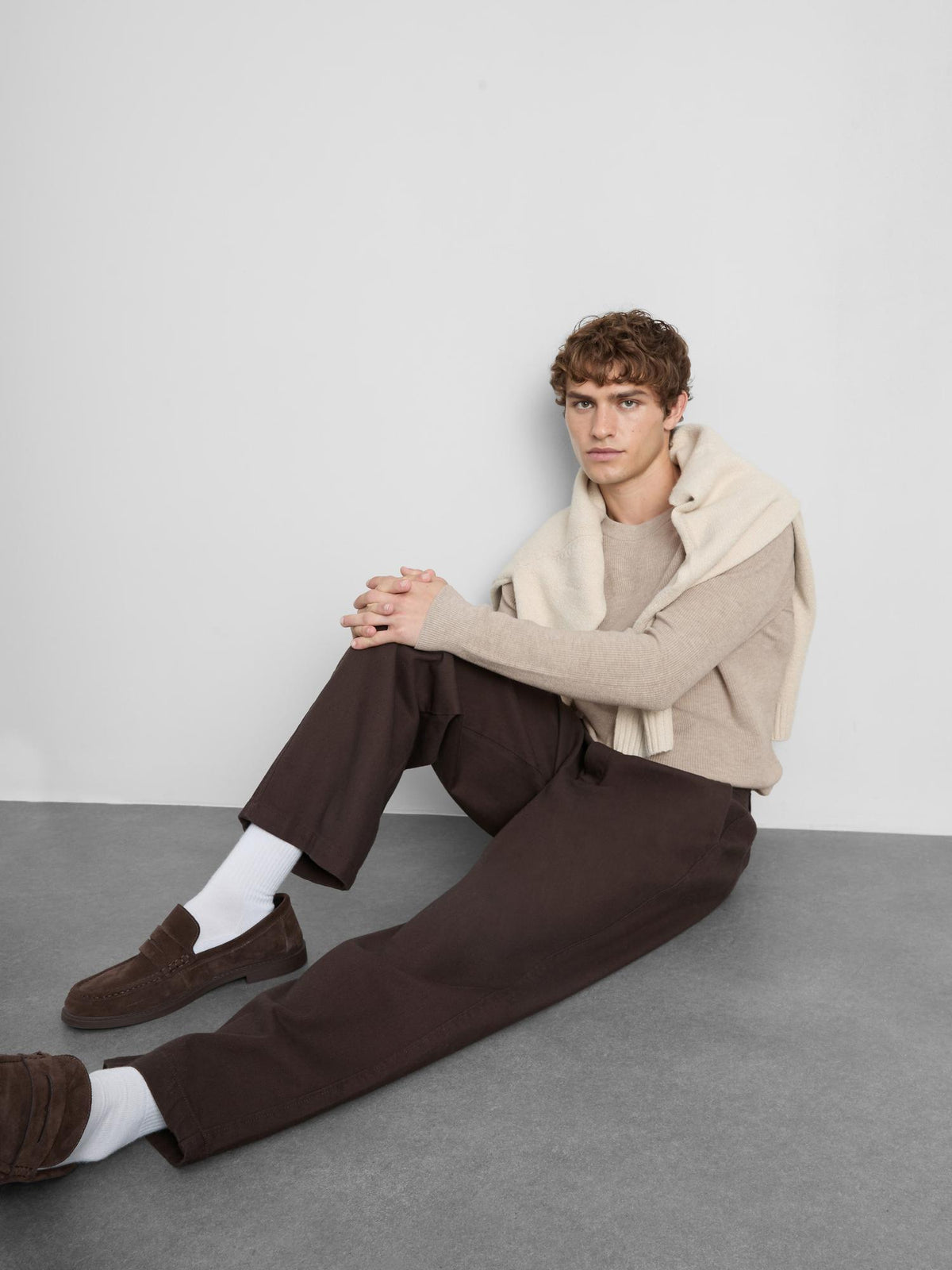 Ribbed Crew Neck Jumper - Natural