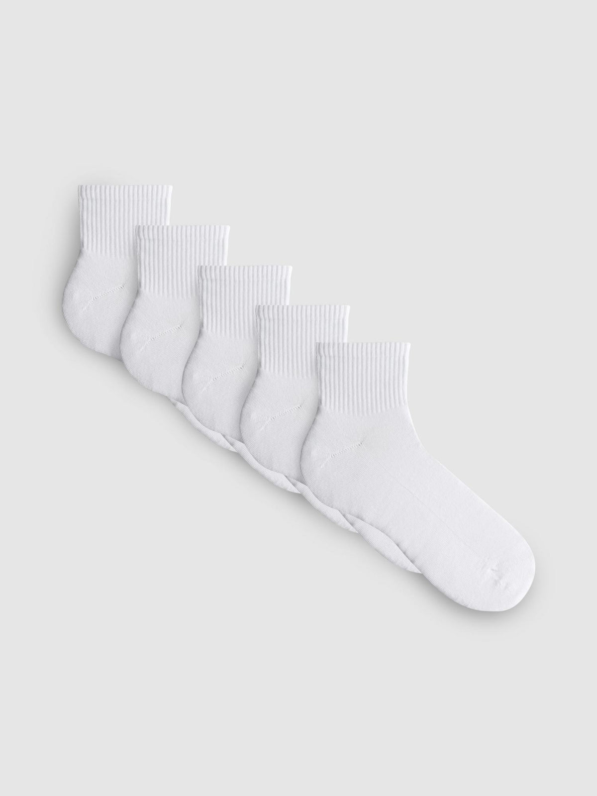 5pk Ribbed Crew Socks - White
