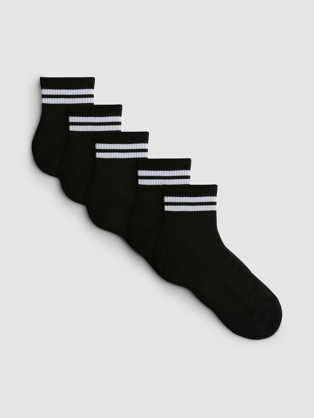 5pk Stripe Qarter Socks - Black