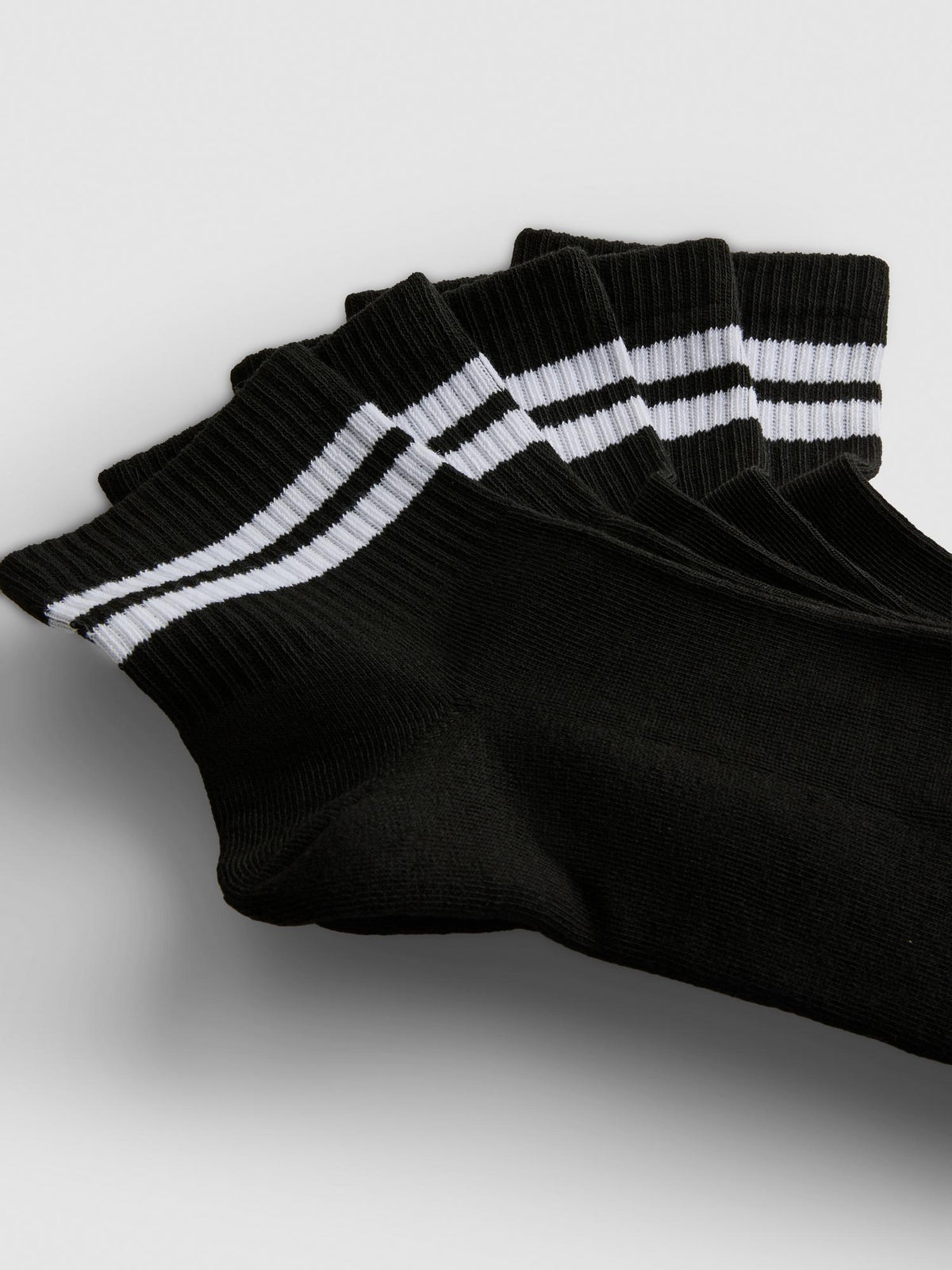5pk Stripe Qarter Socks - Black
