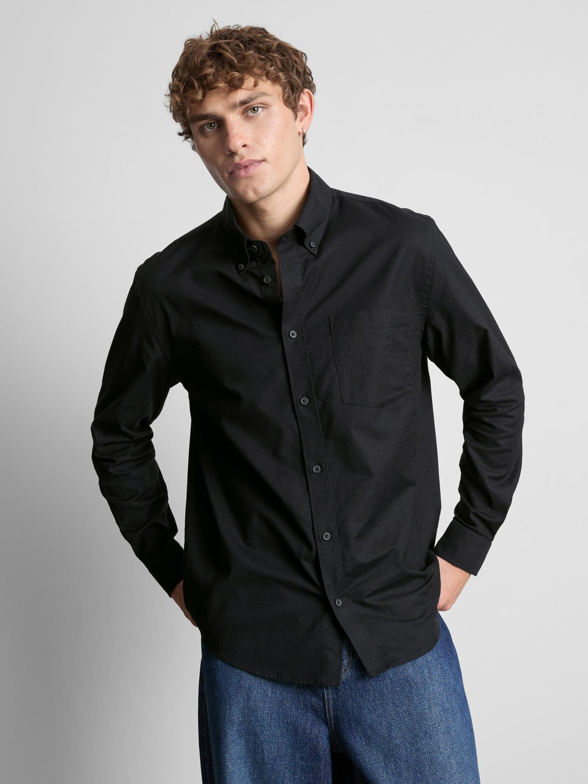 Pure Cotton Regular Fit Oxford Shirt - Black