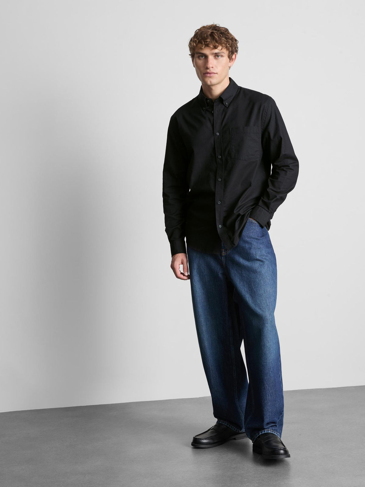 Pure Cotton Regular Fit Oxford Shirt - Black