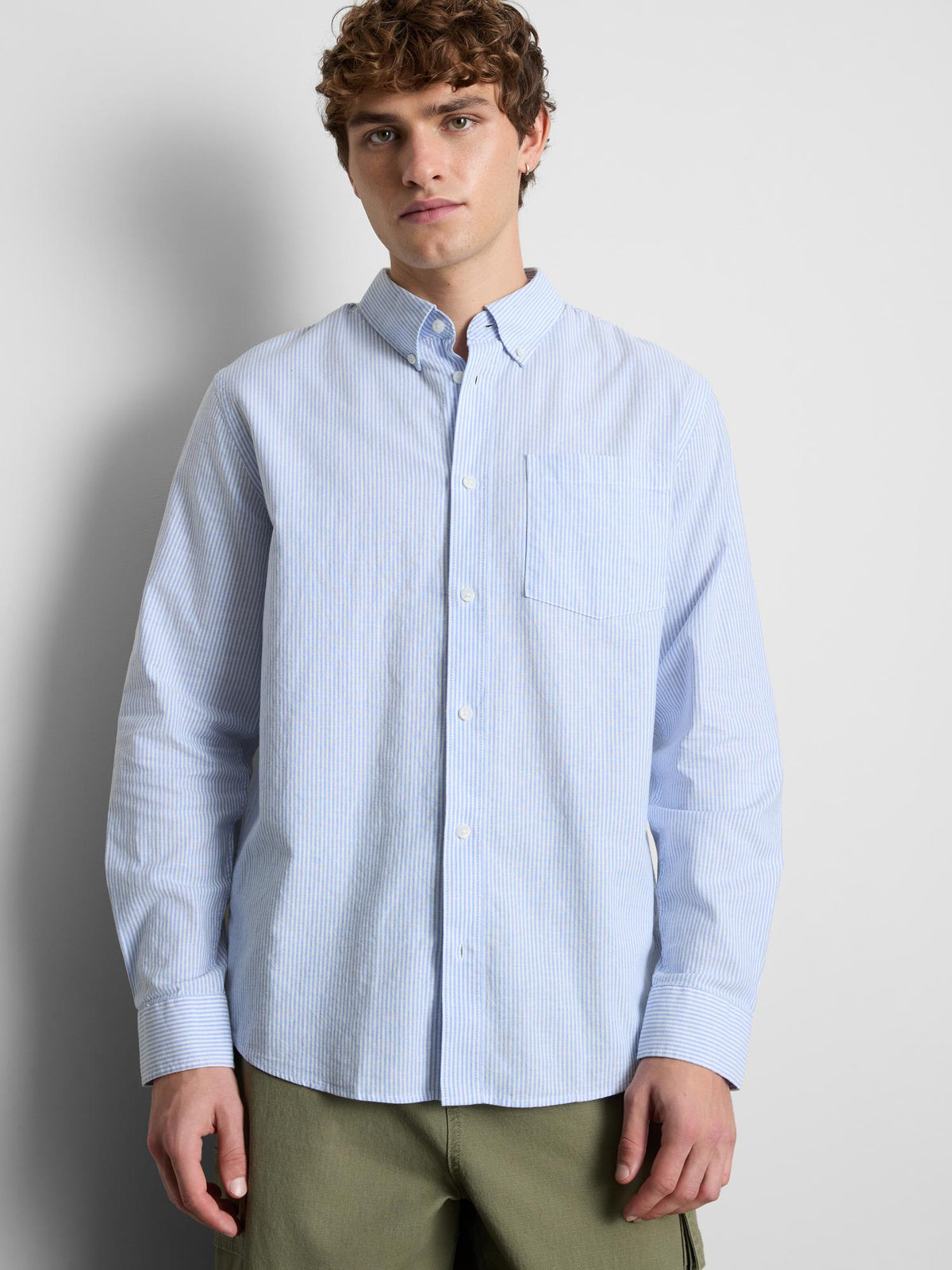 Regular Fit Striped Oxford Shirt - Light Blue
