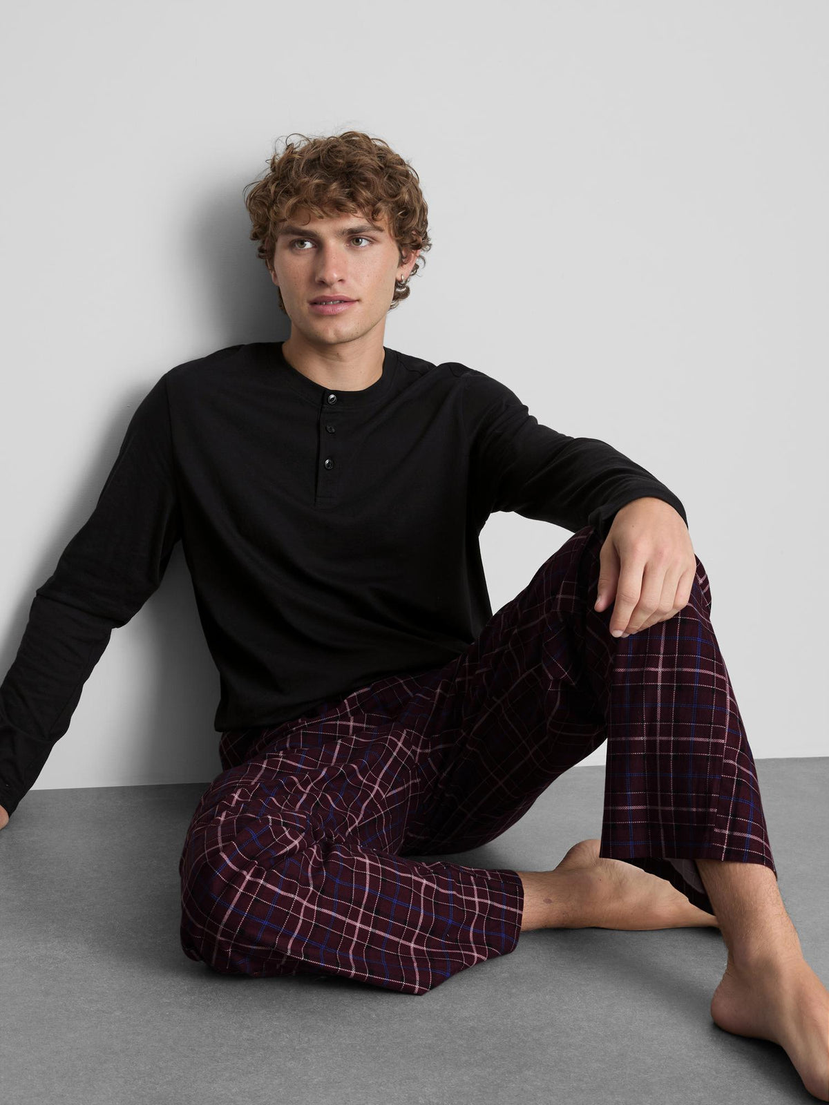 Check Long Pyjamas - Black
