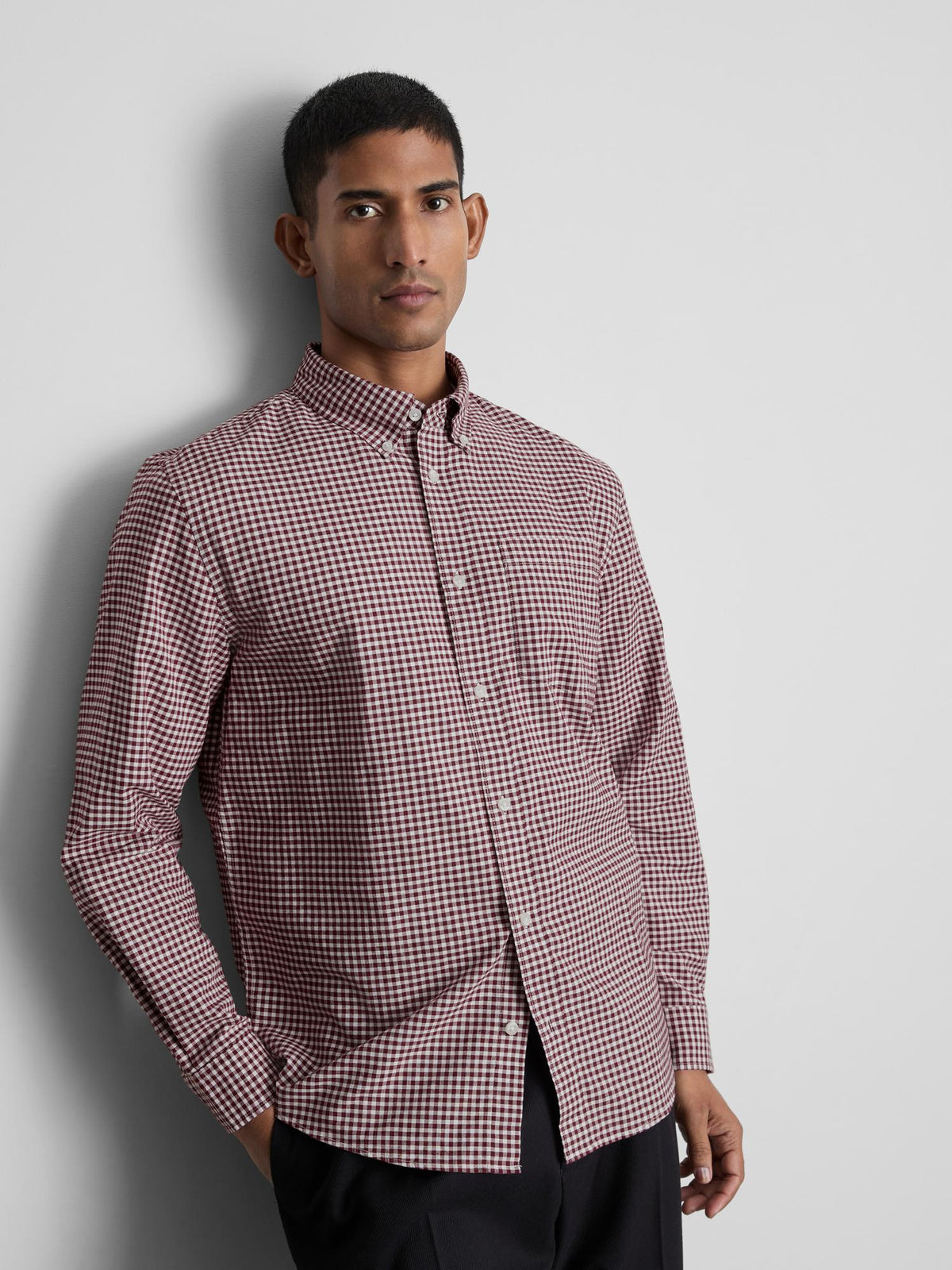 Pure Cotton Oxford Shirt - Burgundy
