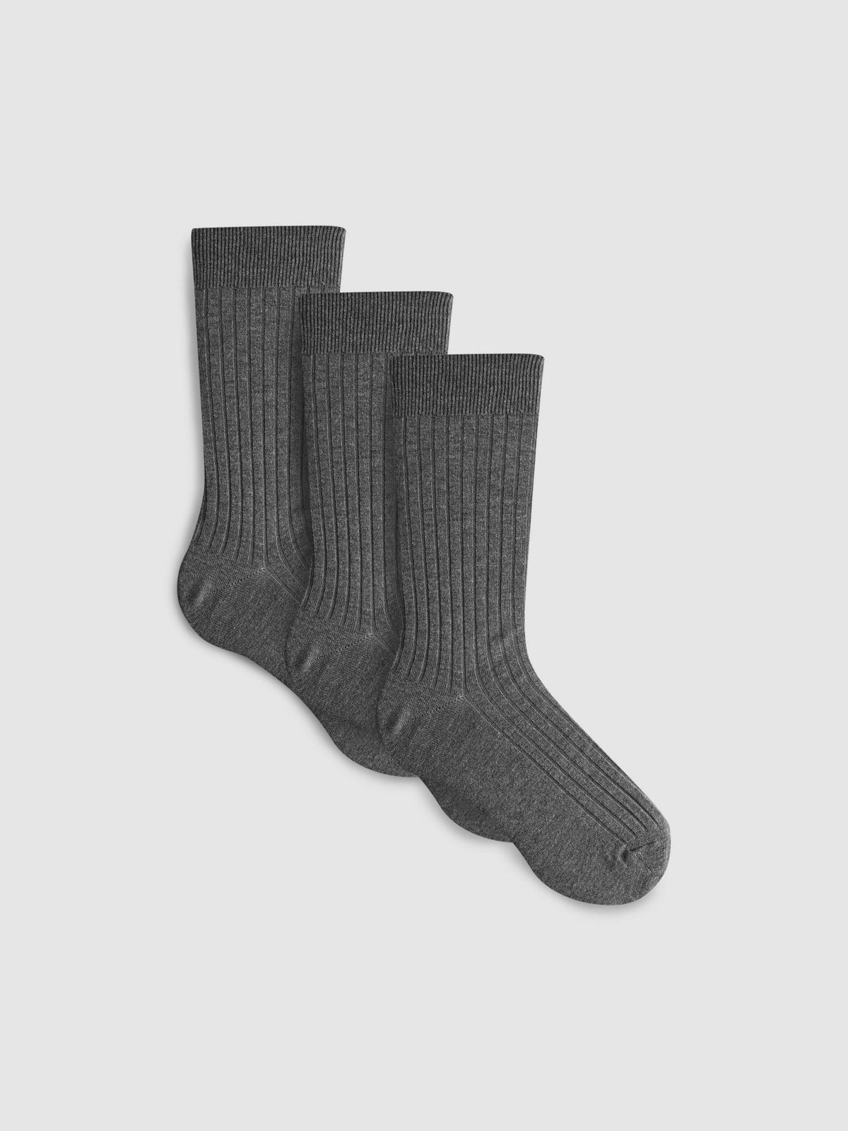 3pk Modal Rich Ribbed Socks - Charcoal