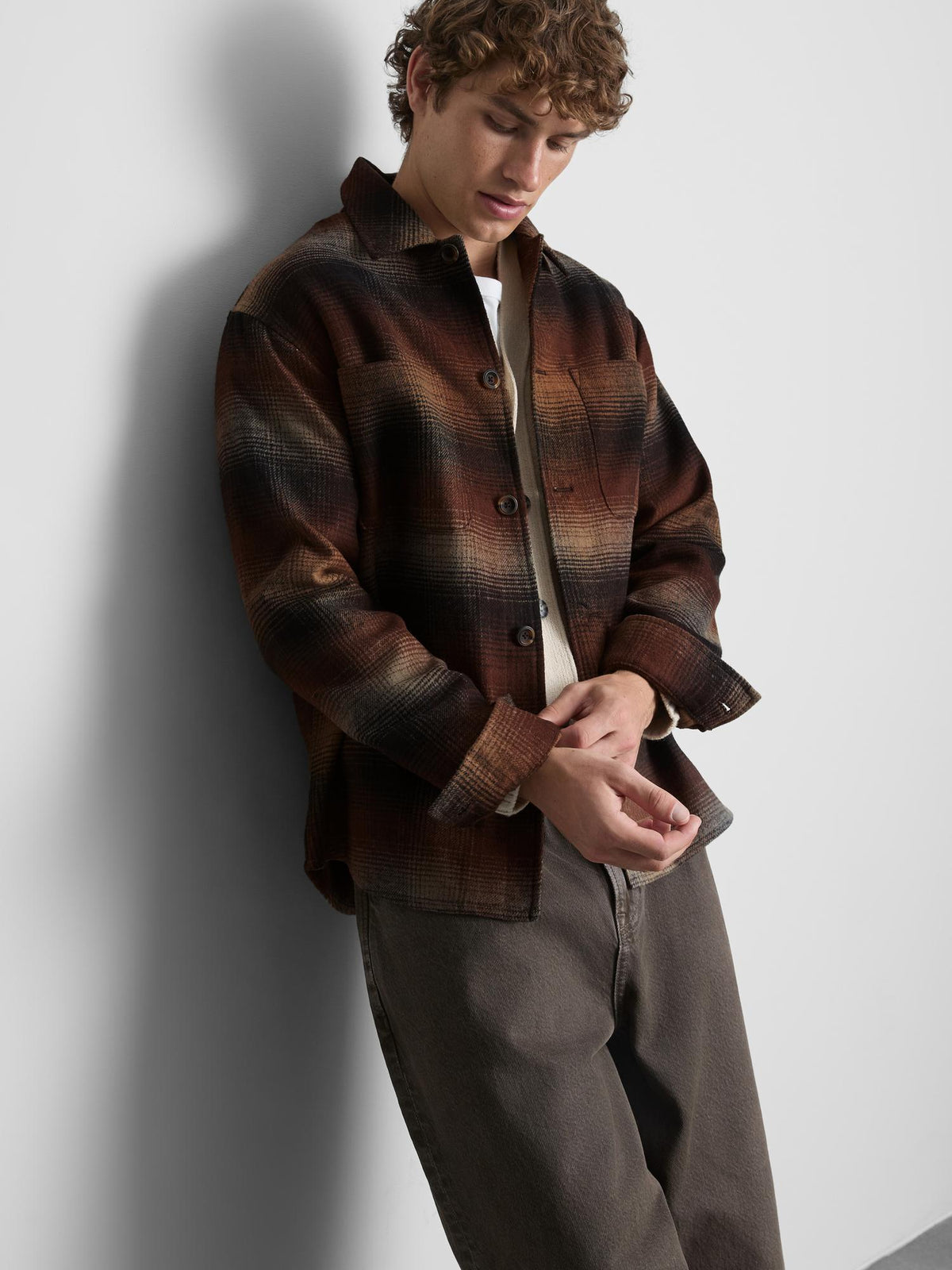 Check Button-Up Overshirt - Red