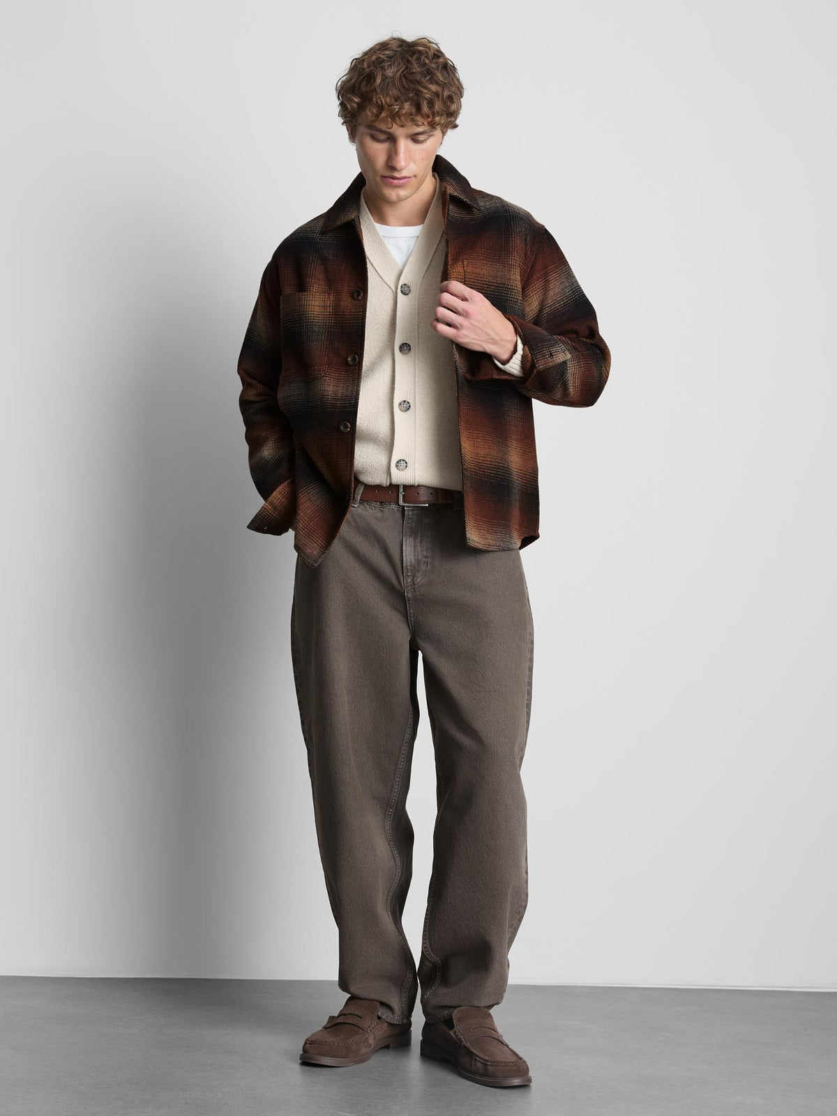 Check Button-Up Overshirt - Red