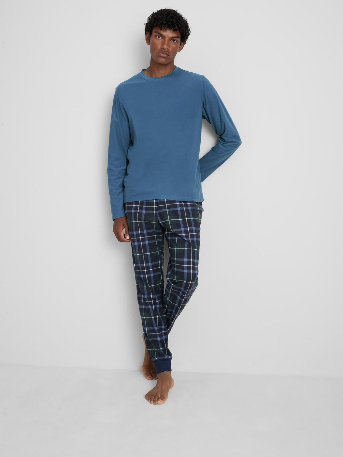 Checked Long Sleeve Pyjamas - Blue