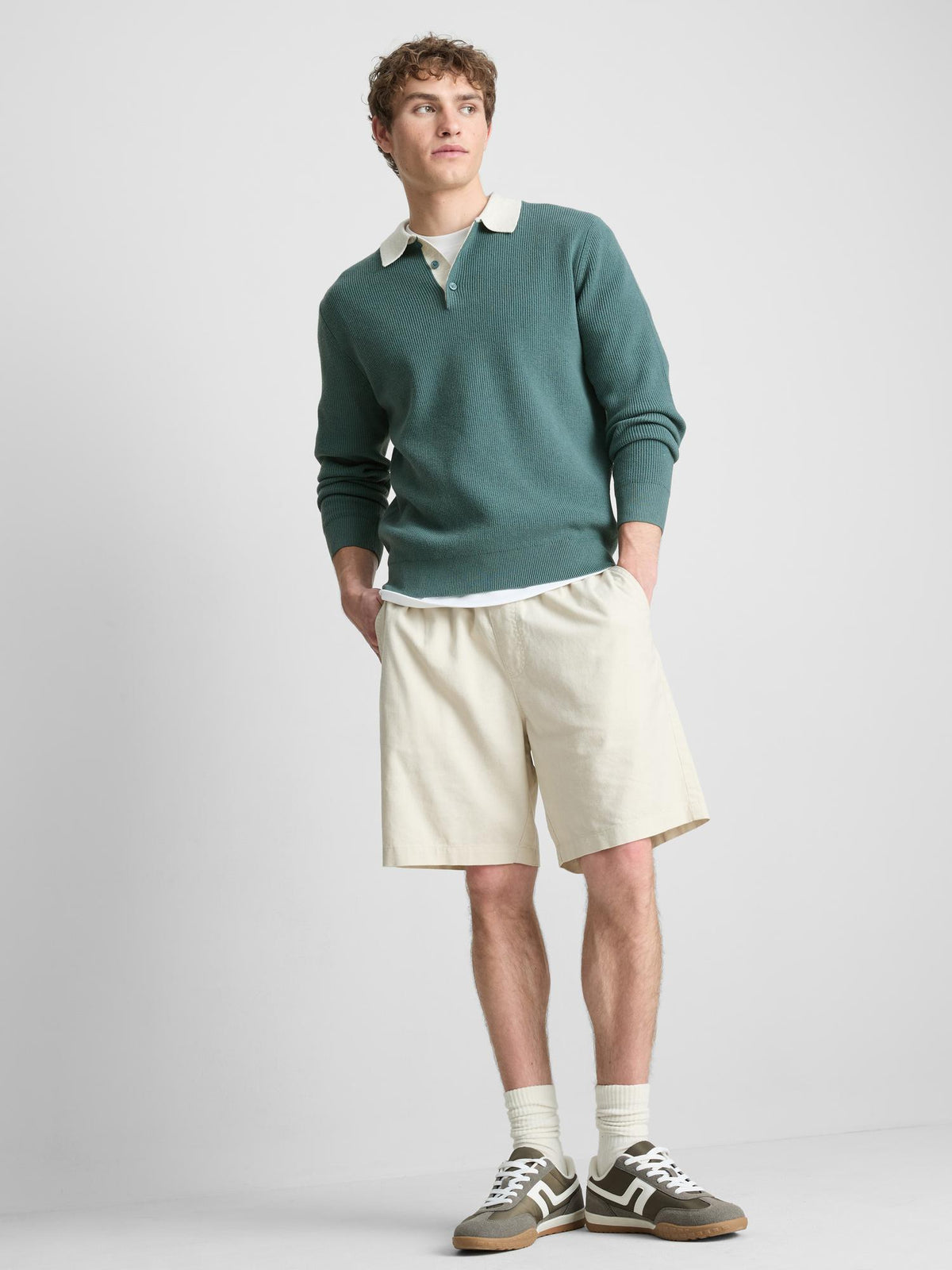 Knitted Polo Jumper - Light Green