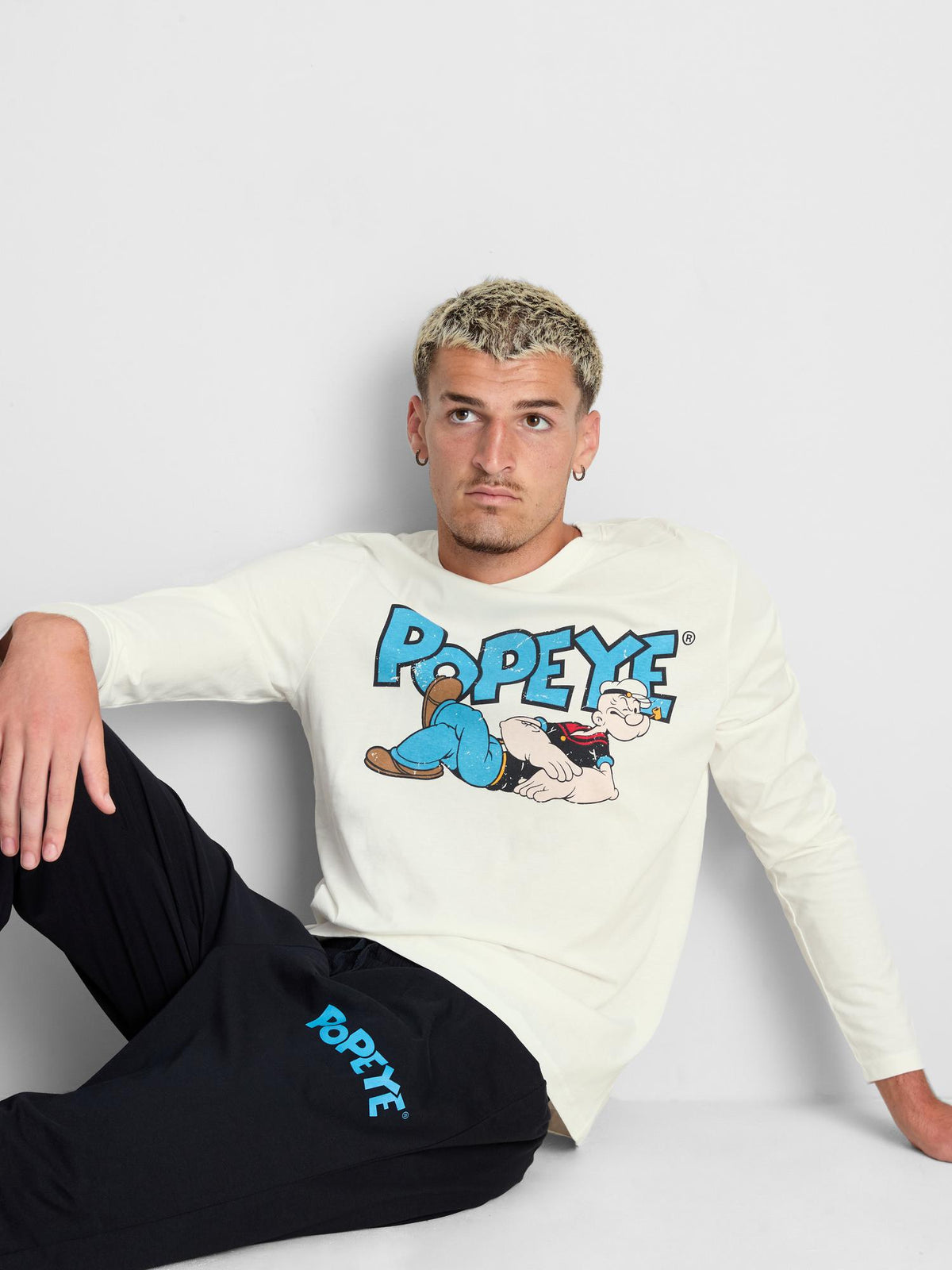 Popeye Pure Cotton Long Pyjama Set - White