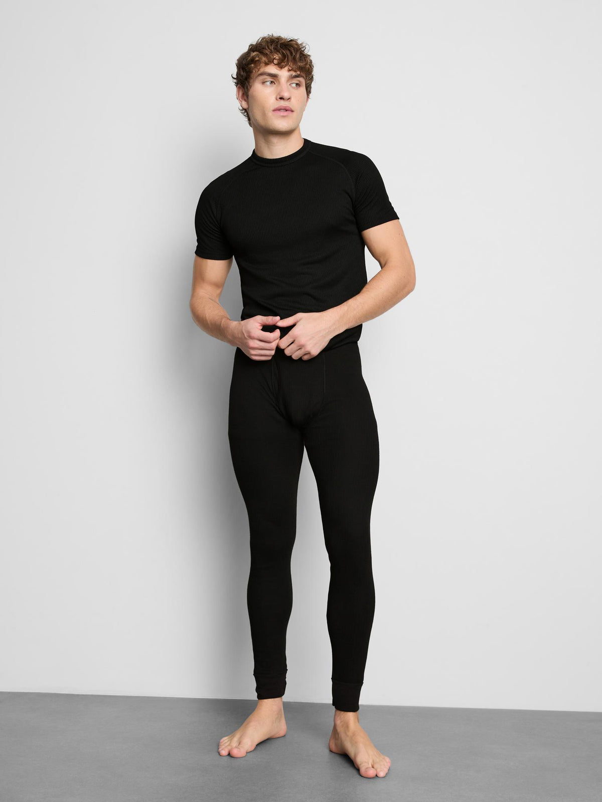 Heat IQ Warm Ribbed Thermal Bottoms - Black
