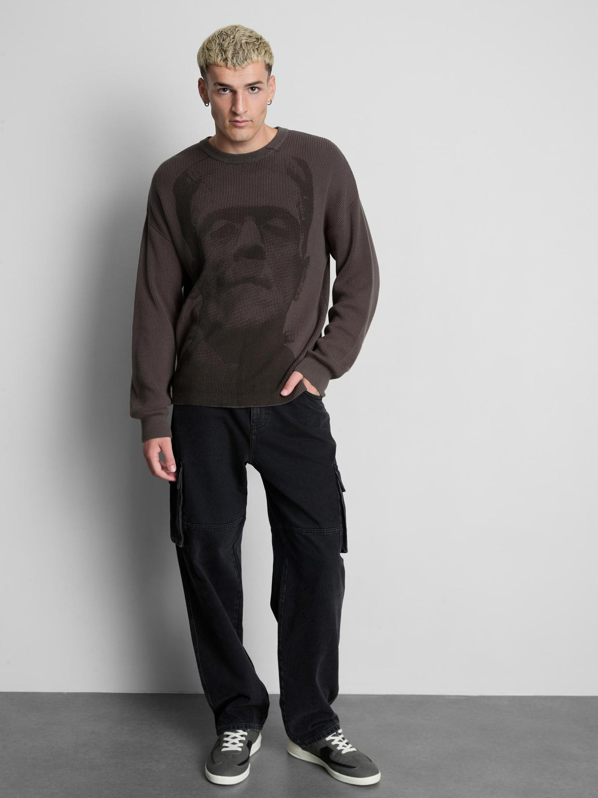 Frankenstein Pure Cotton Graphic Jumper - Grey