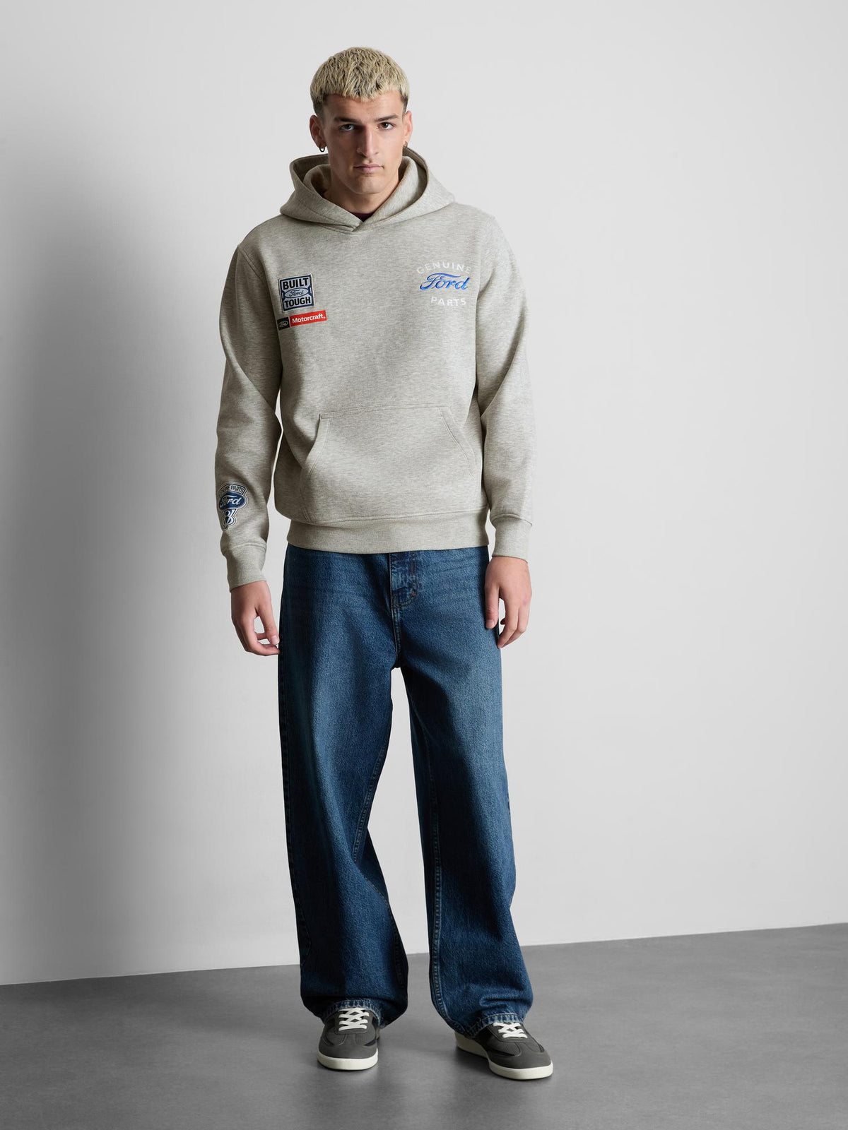 Ford Cotton Rich Badge Hoodie - Grey Marl