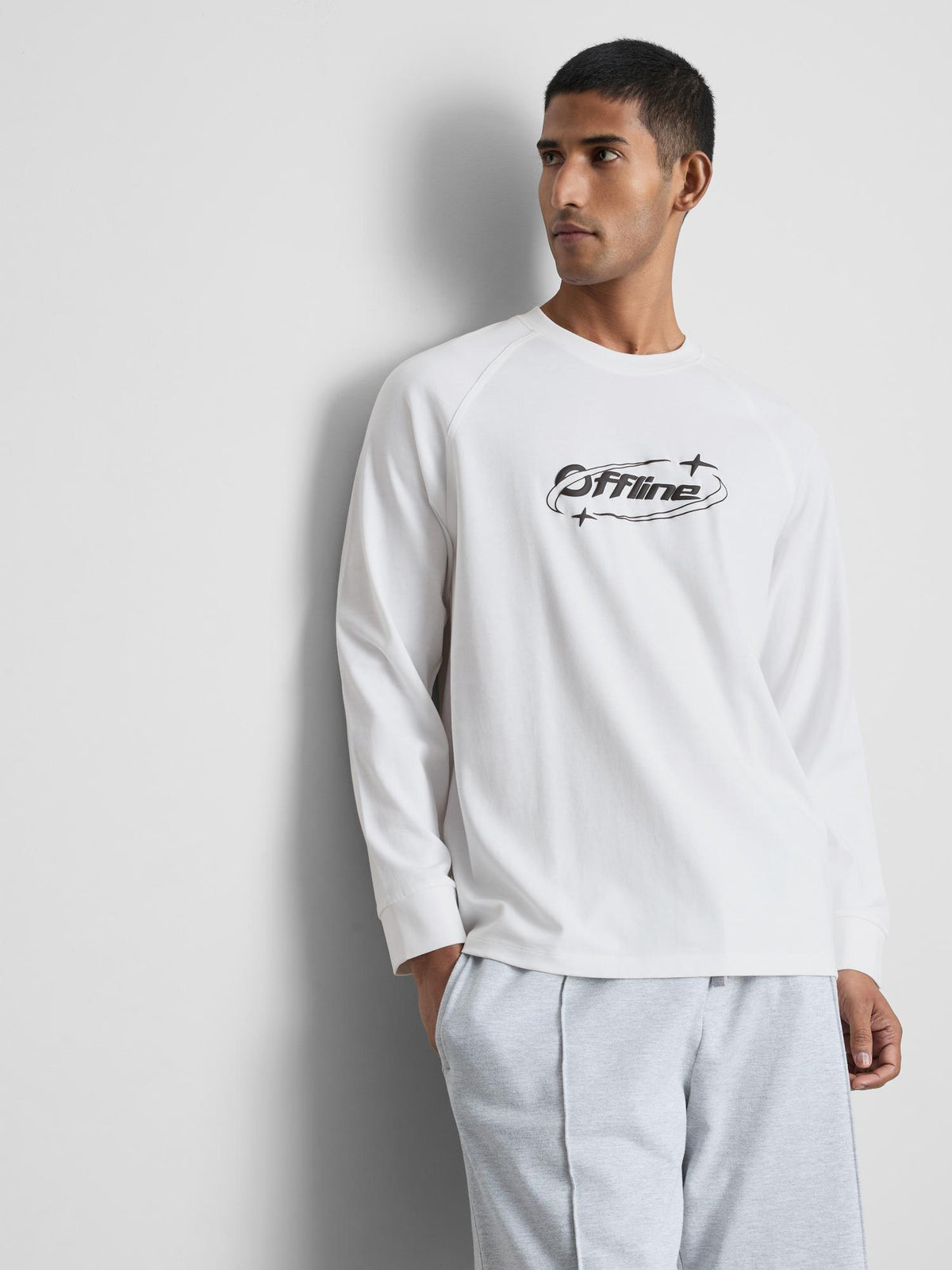 Pure Cotton Offline Graphic Pyjama Top - White