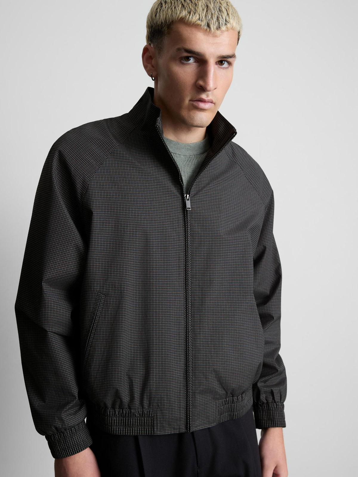 Check Harrington Jacket - Black