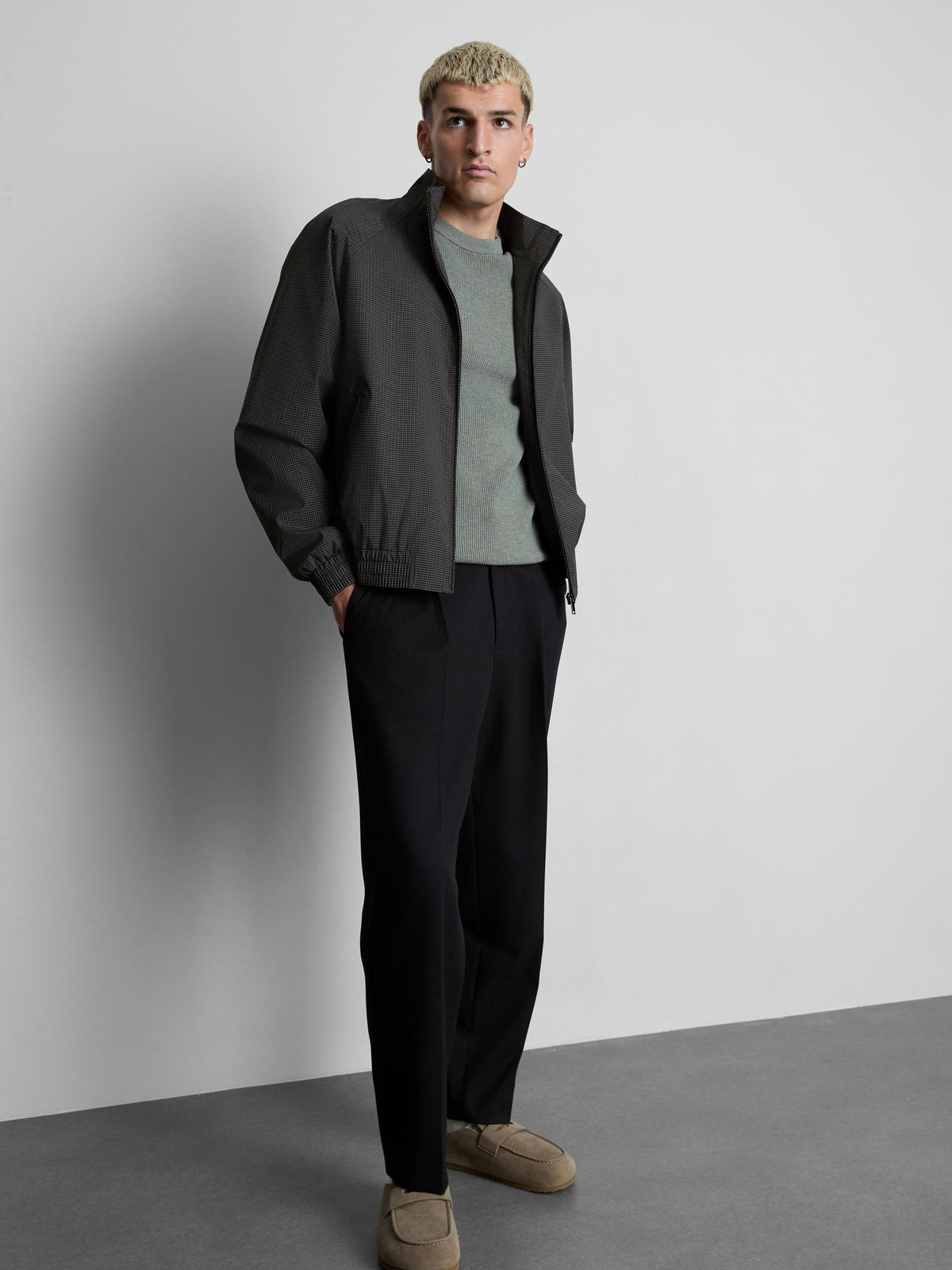 Check Harrington Jacket - Black