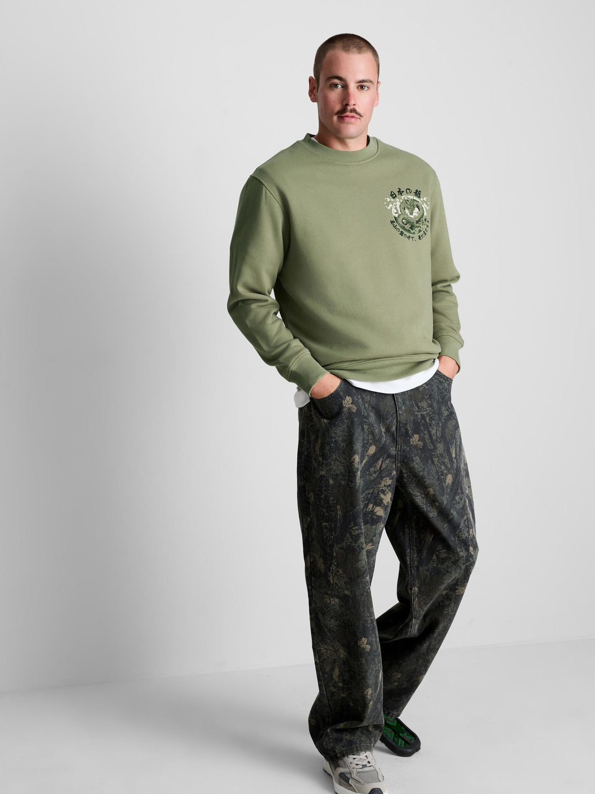 Cotton Blend Dragon Sweatshirt - Green