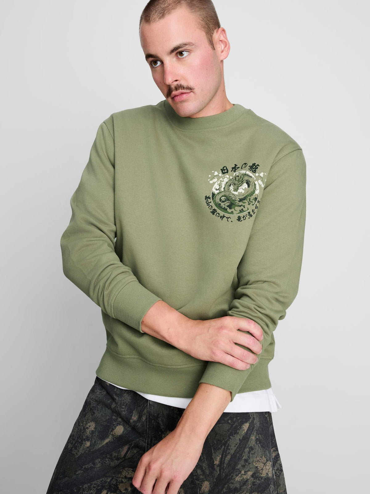 Cotton Blend Dragon Sweatshirt - Green