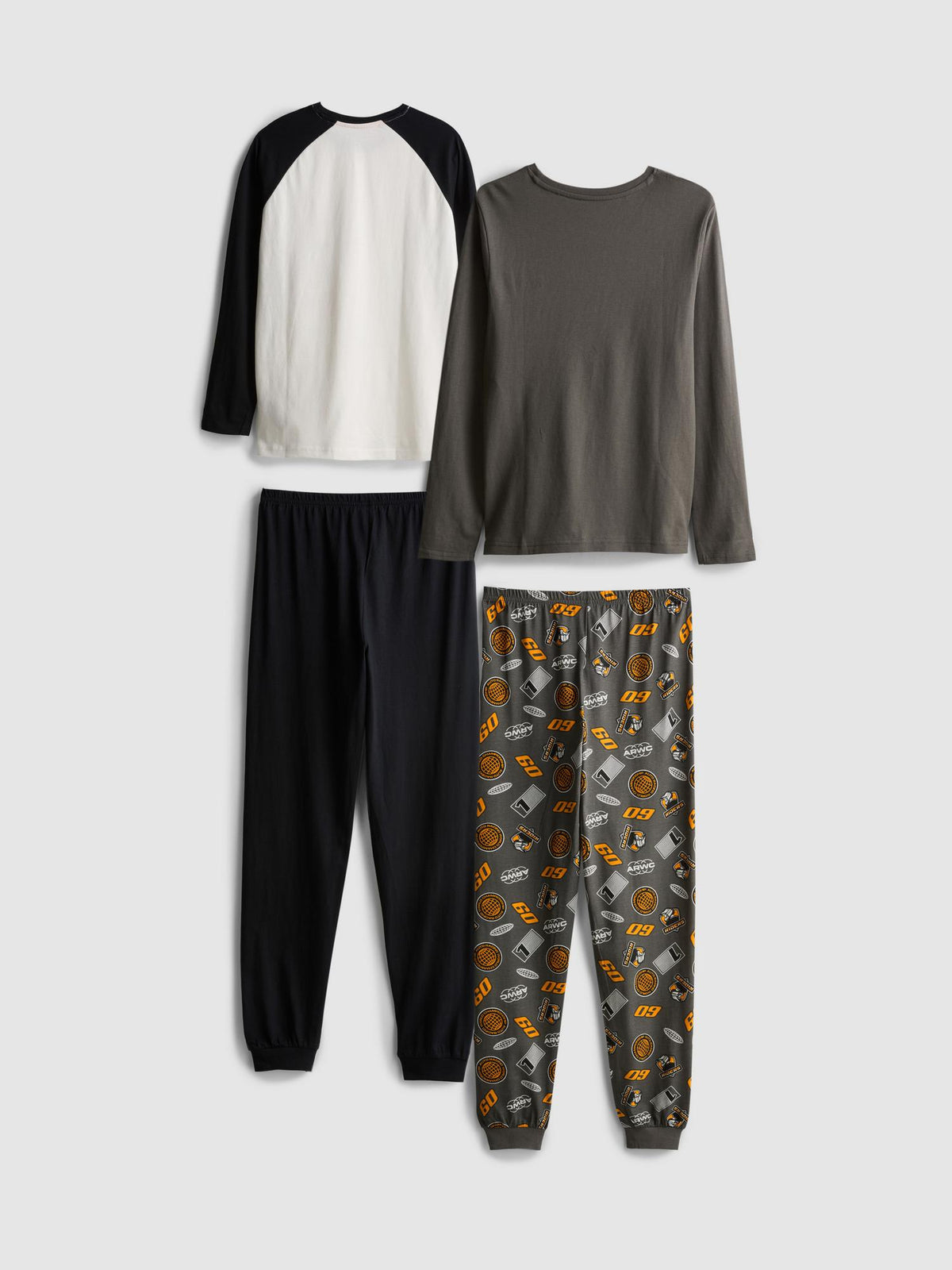 7-15yrs | 2pk Pure Cotton Motorbike Graphic Pyjamas - Charcoal