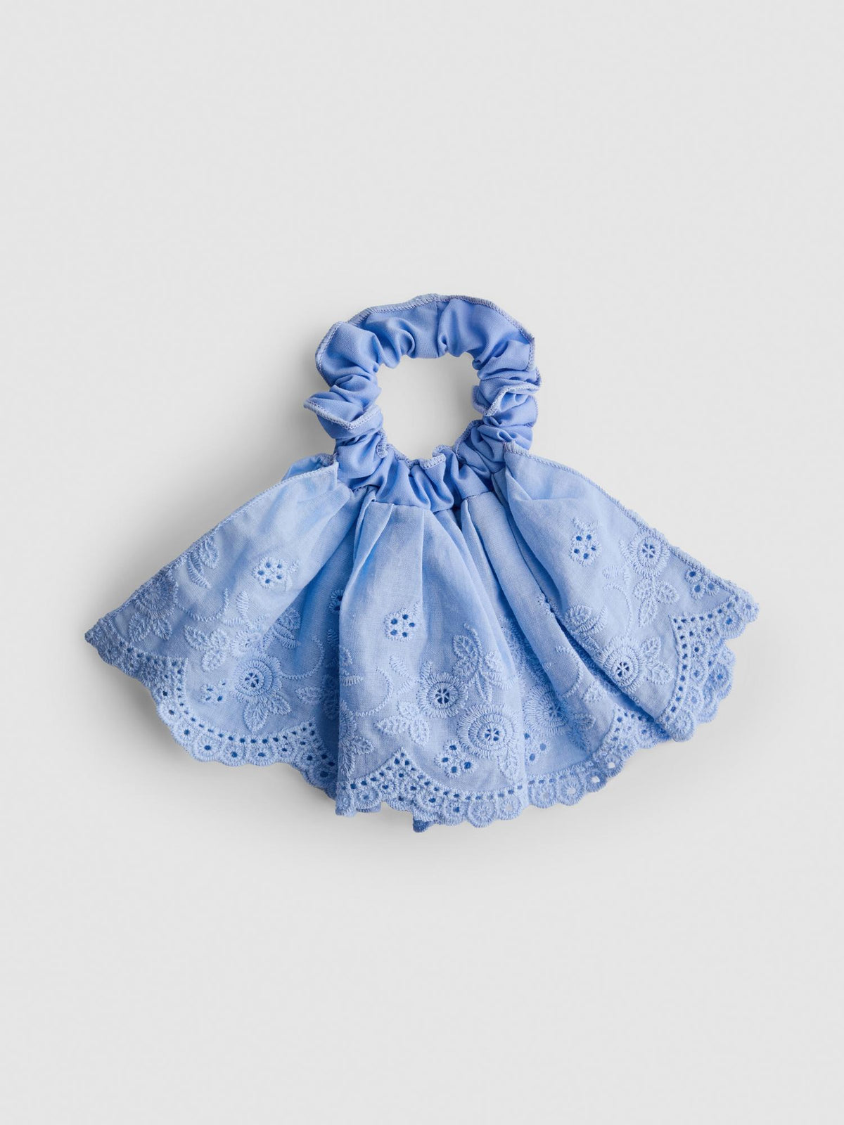 Broderie Frill Hair Scrunchie - Blue