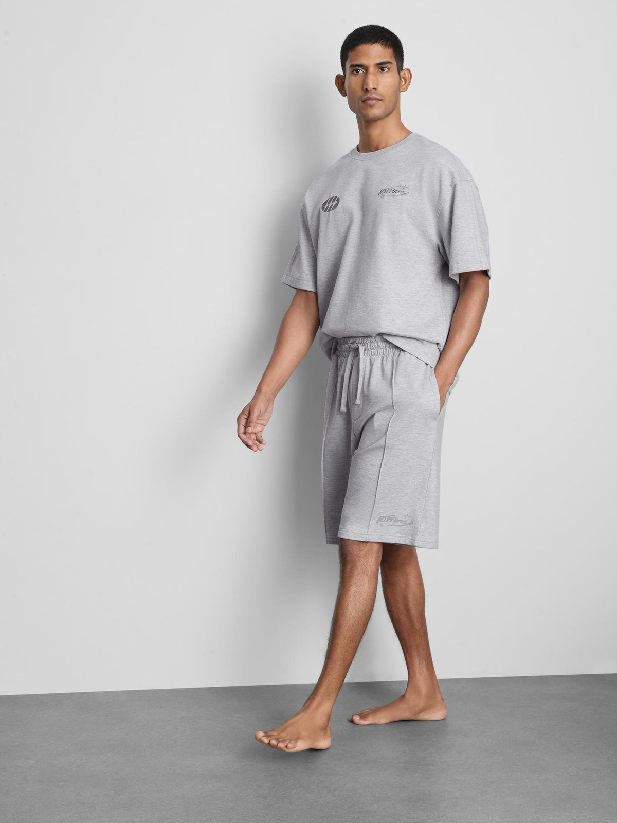 Cotton Rich Pyjama Shorts - Grey Marl