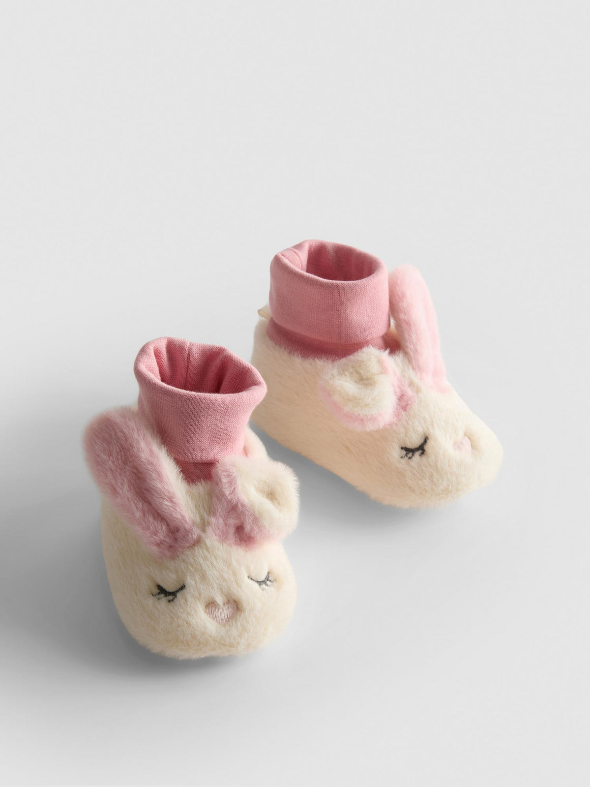 Plush Bunny Booties - Ecru